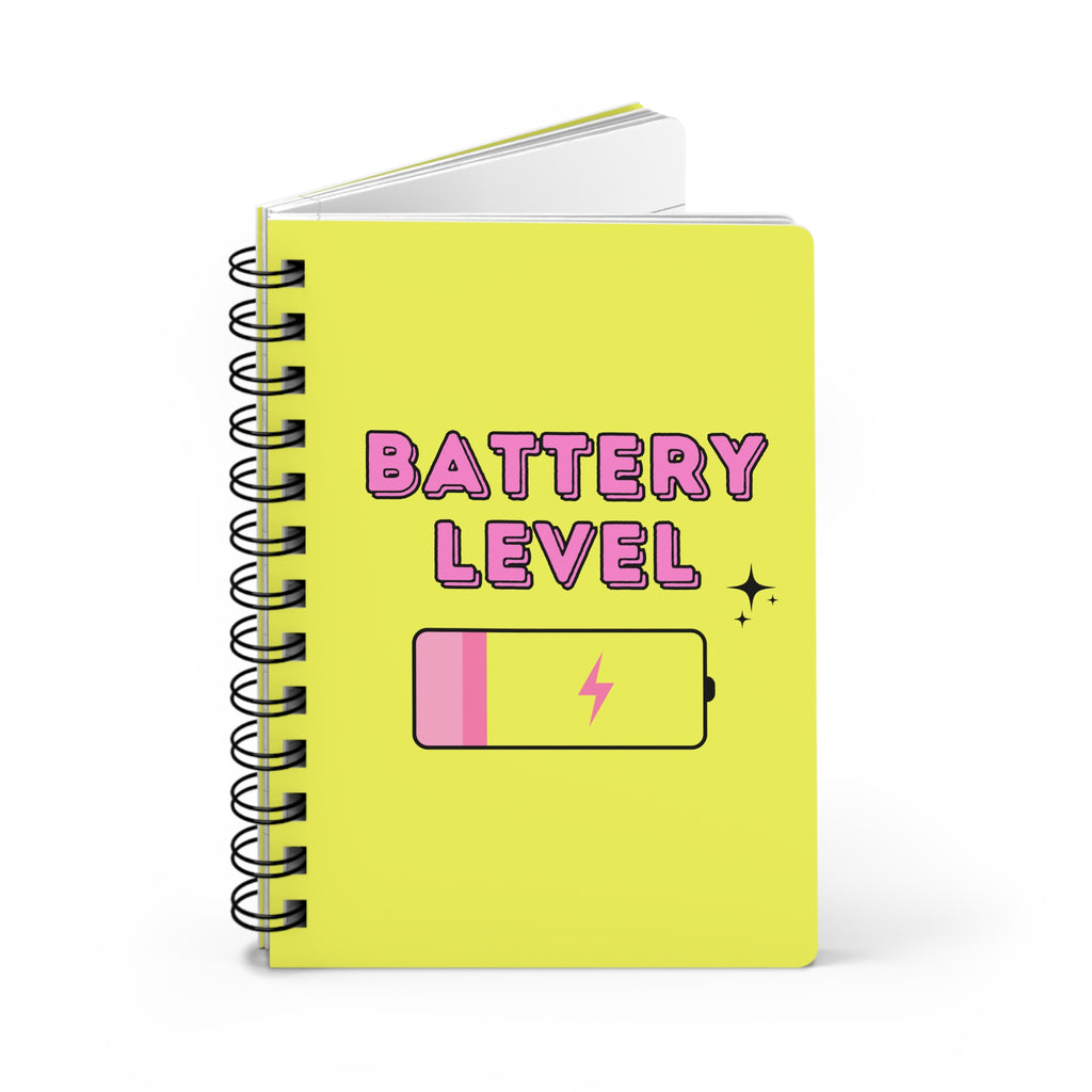 Battery Level Spiral Notebook — Cute Relatable Aesthetic Journal