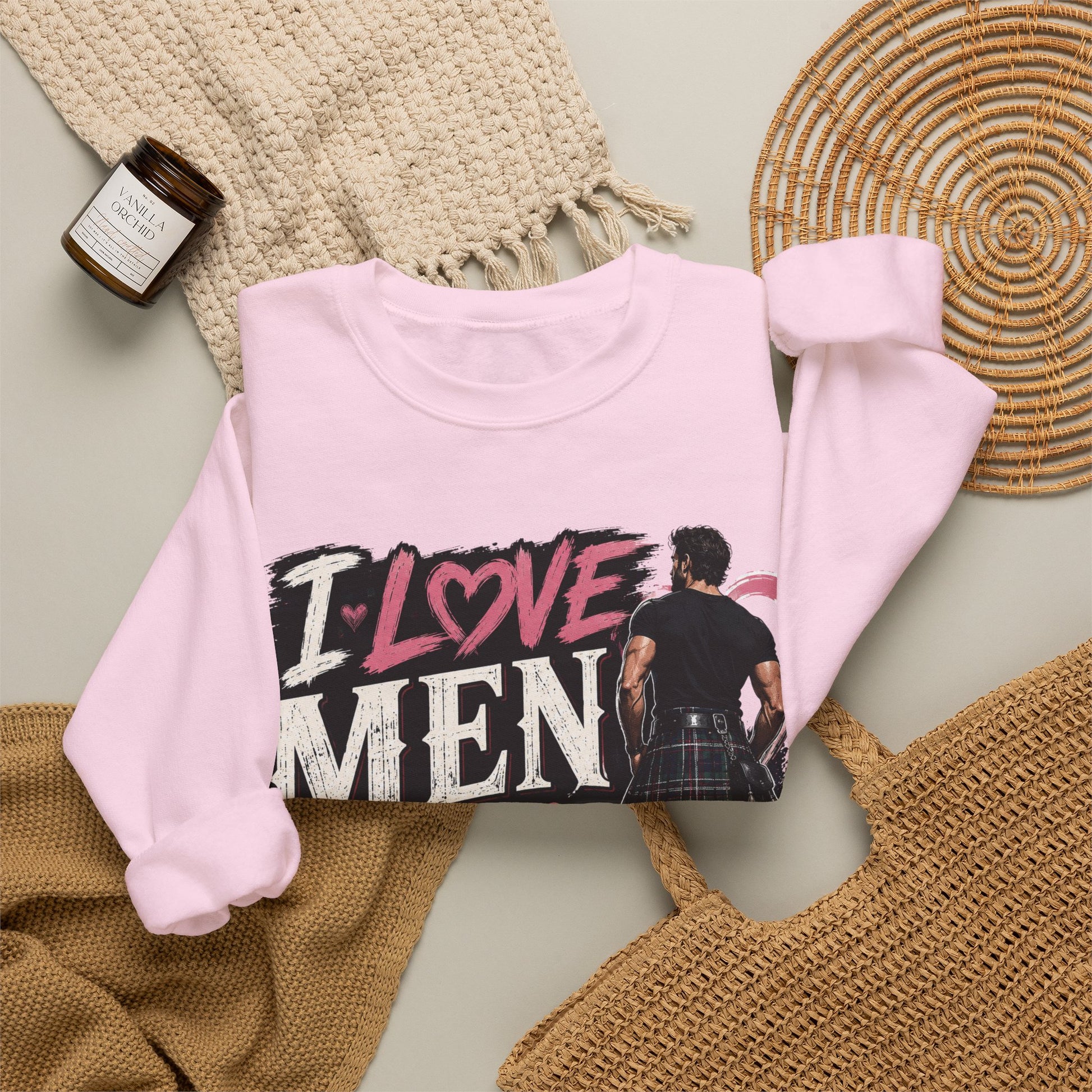 Crewneck Sweatshirt - "I Love Men in Kilts" Scottish Highland Kilt Lover Sweater