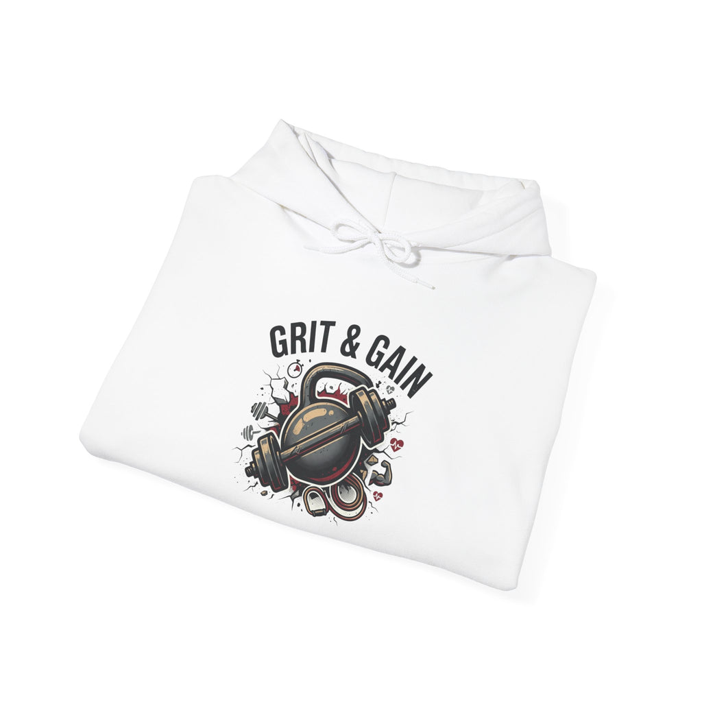Grit & Gain Weightlifting Hoodie — Motivational Gym Pullover for Lifters