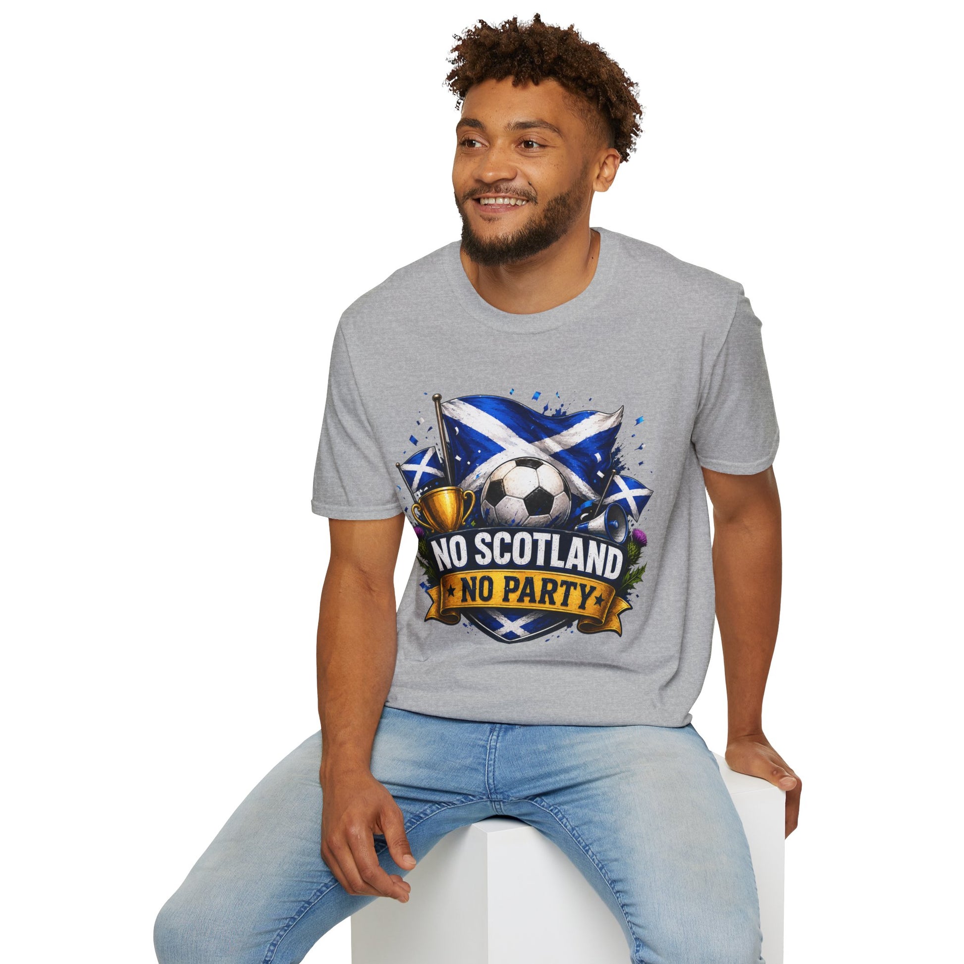 Football World Cup T‑Shirt — 'No Scotland No Party' Soccer Scotland Flag Tee