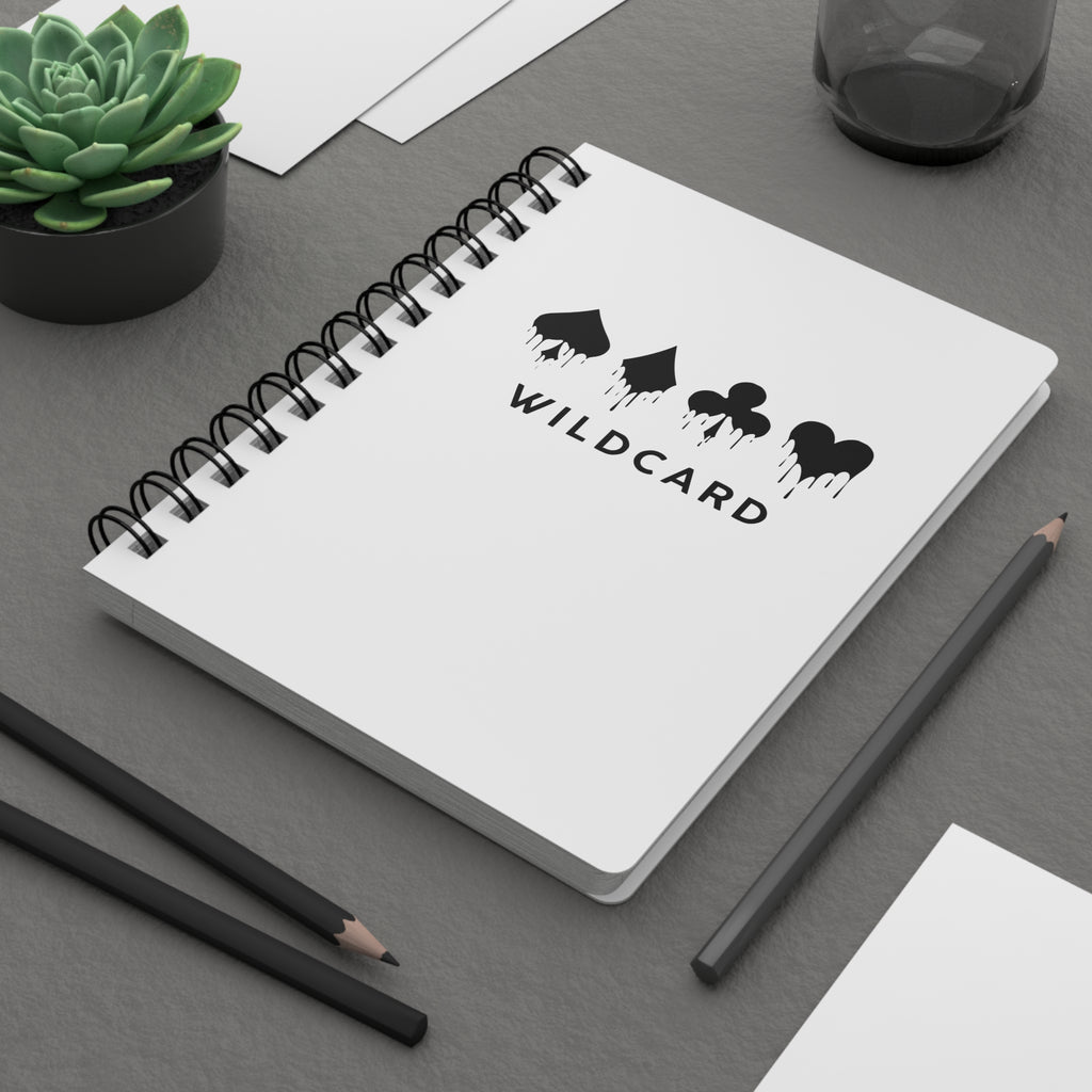 Wildcard Playing Cards Spiral Notebook — Minimalist Dripping Card Suits Journal