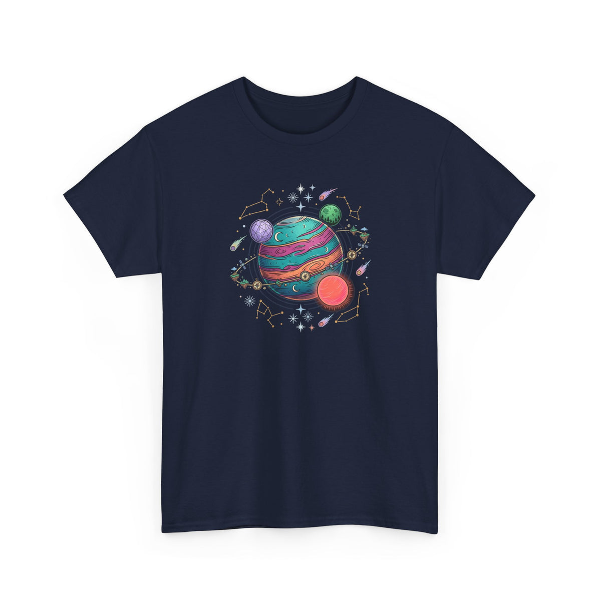Planetary Watercolor Tee — Colorful Space Graphic T-Shirt