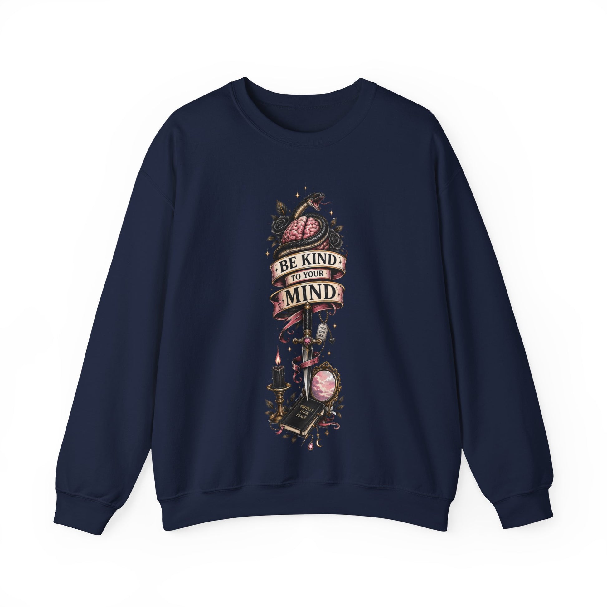 Be Kind to Your Mind Crewneck Sweatshirt | Mental Health Gift | Floral Tattoo Design