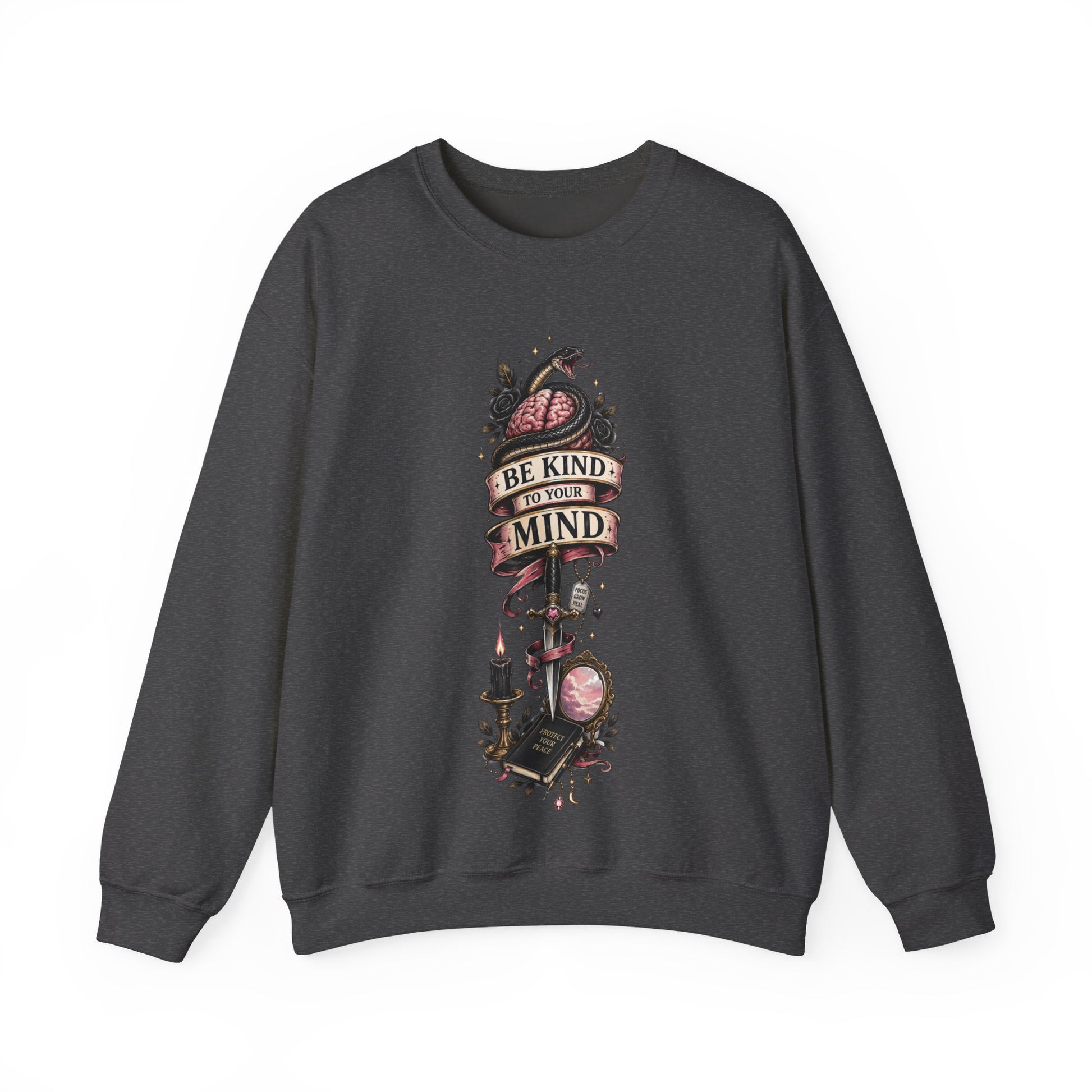 Be Kind to Your Mind Crewneck Sweatshirt | Mental Health Gift | Floral Tattoo Design