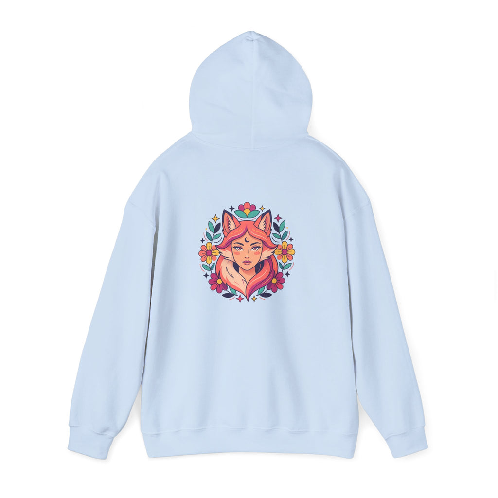 Wild Heart Free Spirit Floral Goddess Fox Hoodie - Front and Back Design