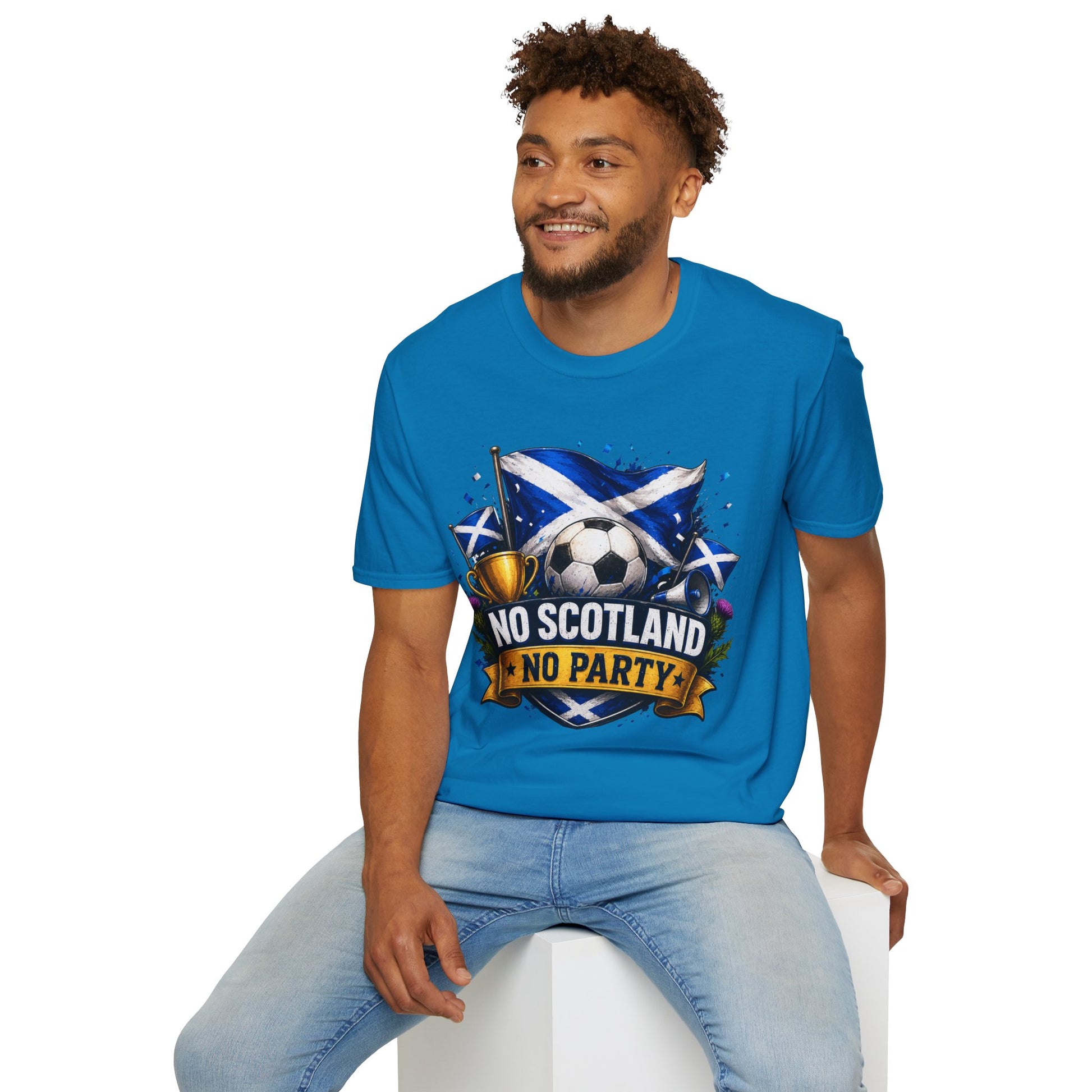 Football World Cup T‑Shirt — 'No Scotland No Party' Soccer Scotland Flag Tee