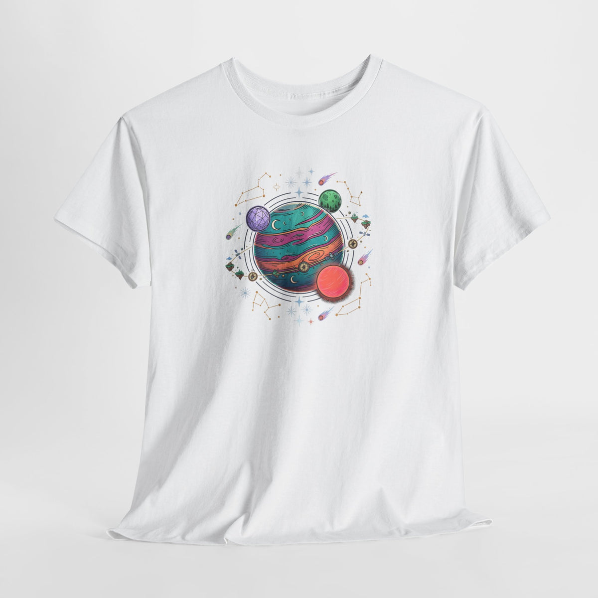 Planetary Watercolor Tee — Colorful Space Graphic T-Shirt