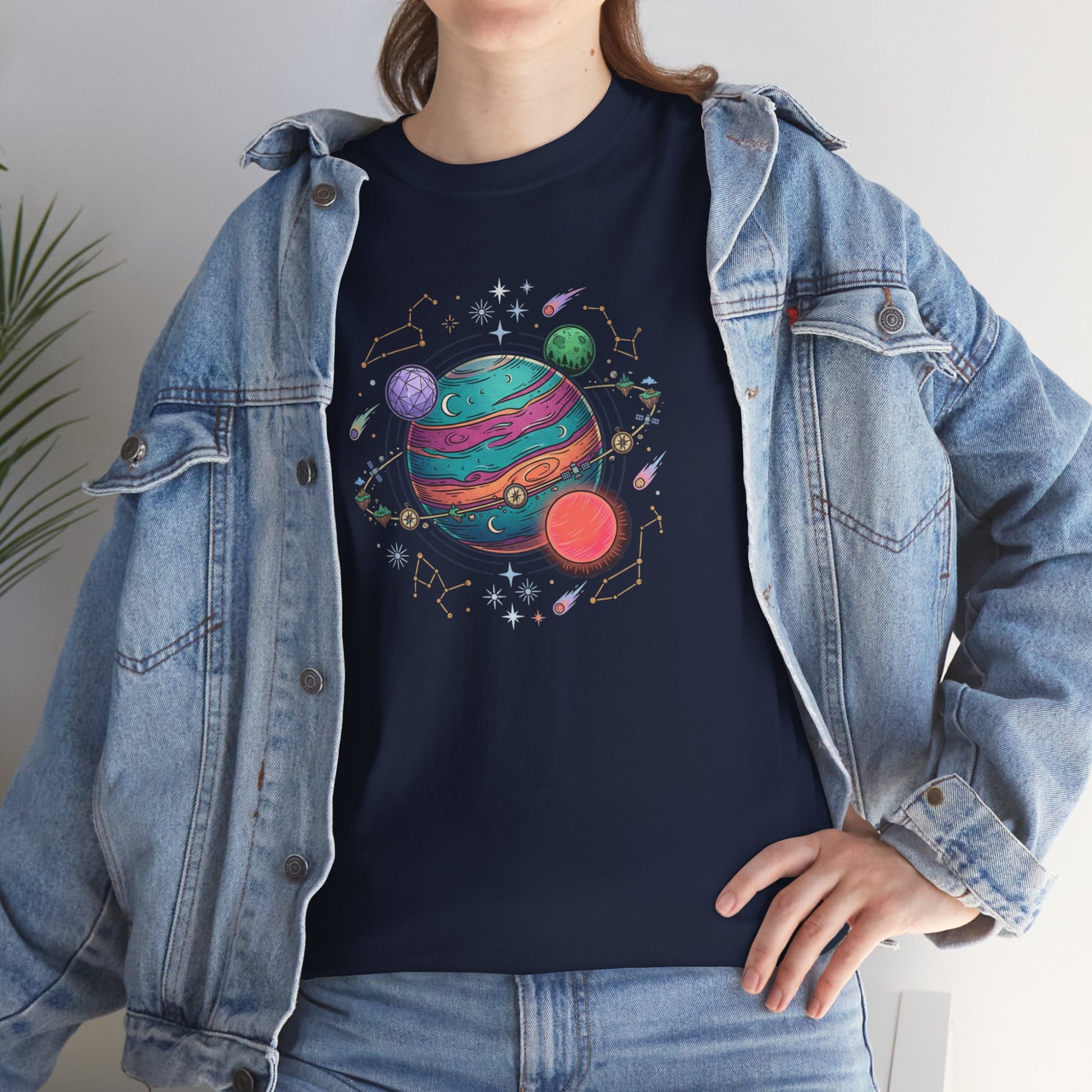 Planetary Watercolor Tee — Colorful Space Graphic T-Shirt