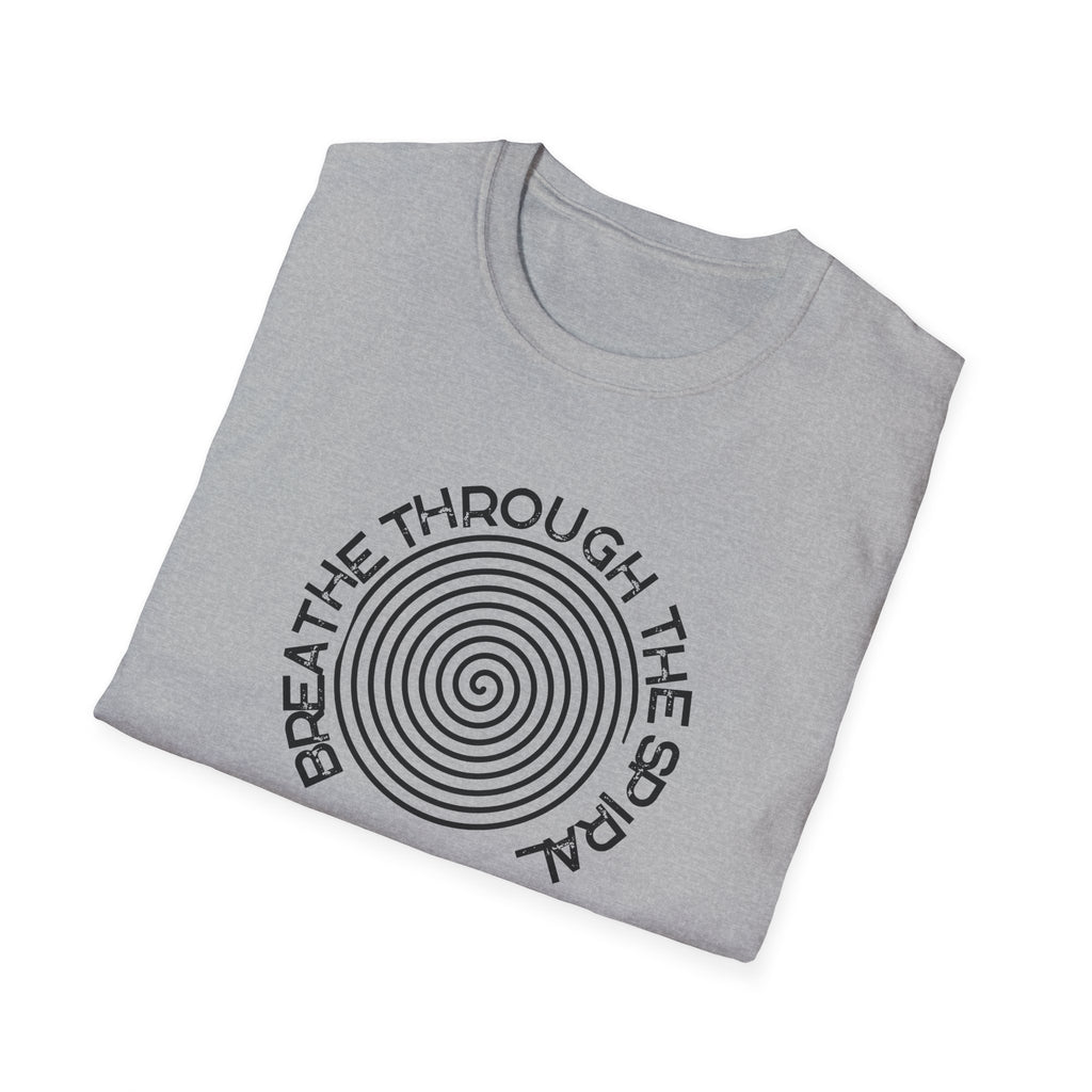 Mental Health Breathe Through the Spiral T-Shirt — Mindful Spiral Graphic Tee for Meditation & Relaxation