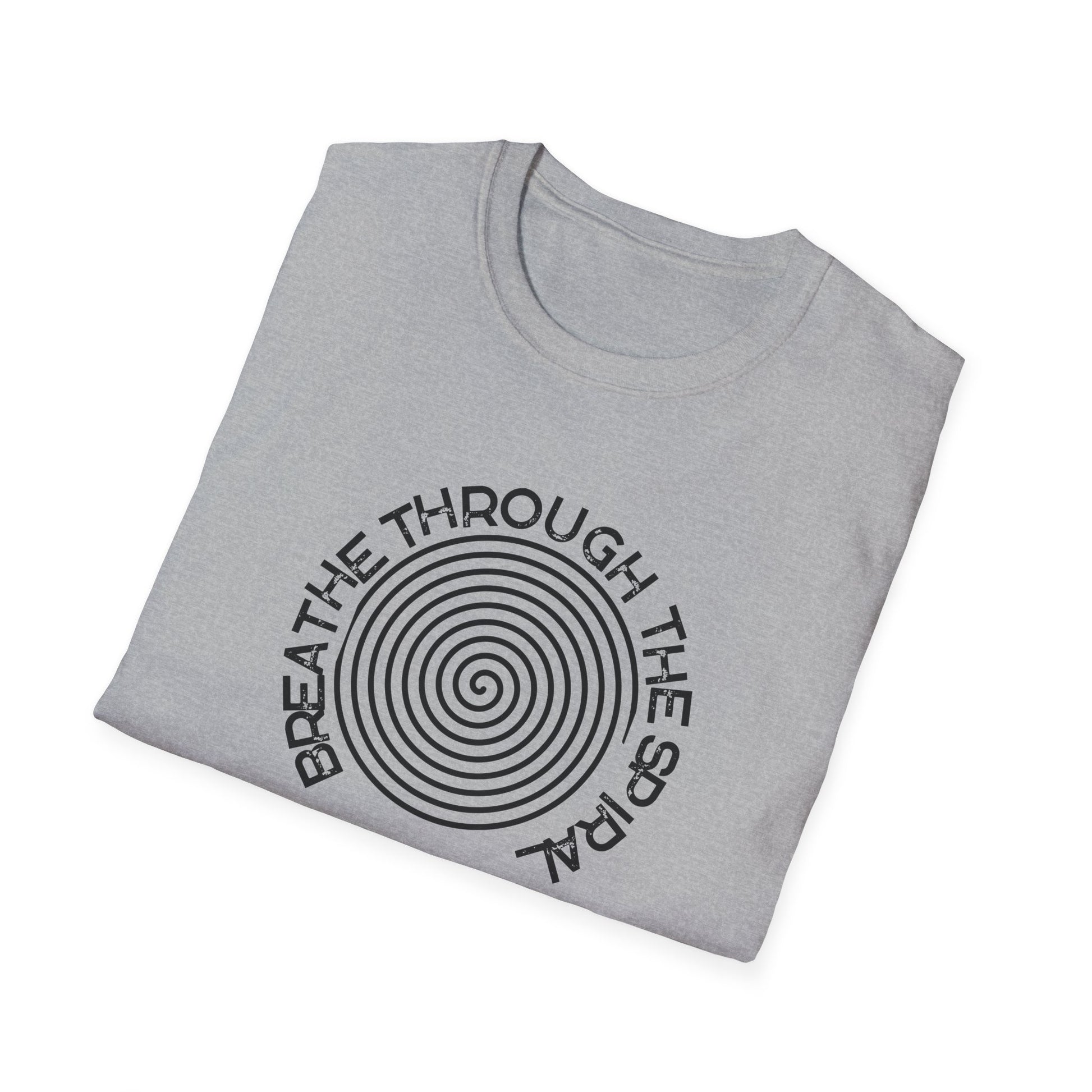 Mental Health Breathe Through the Spiral T-Shirt — Mindful Spiral Graphic Tee for Meditation & Relaxation