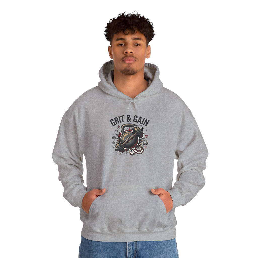 Grit & Gain Weightlifting Hoodie — Motivational Gym Pullover for Lifters