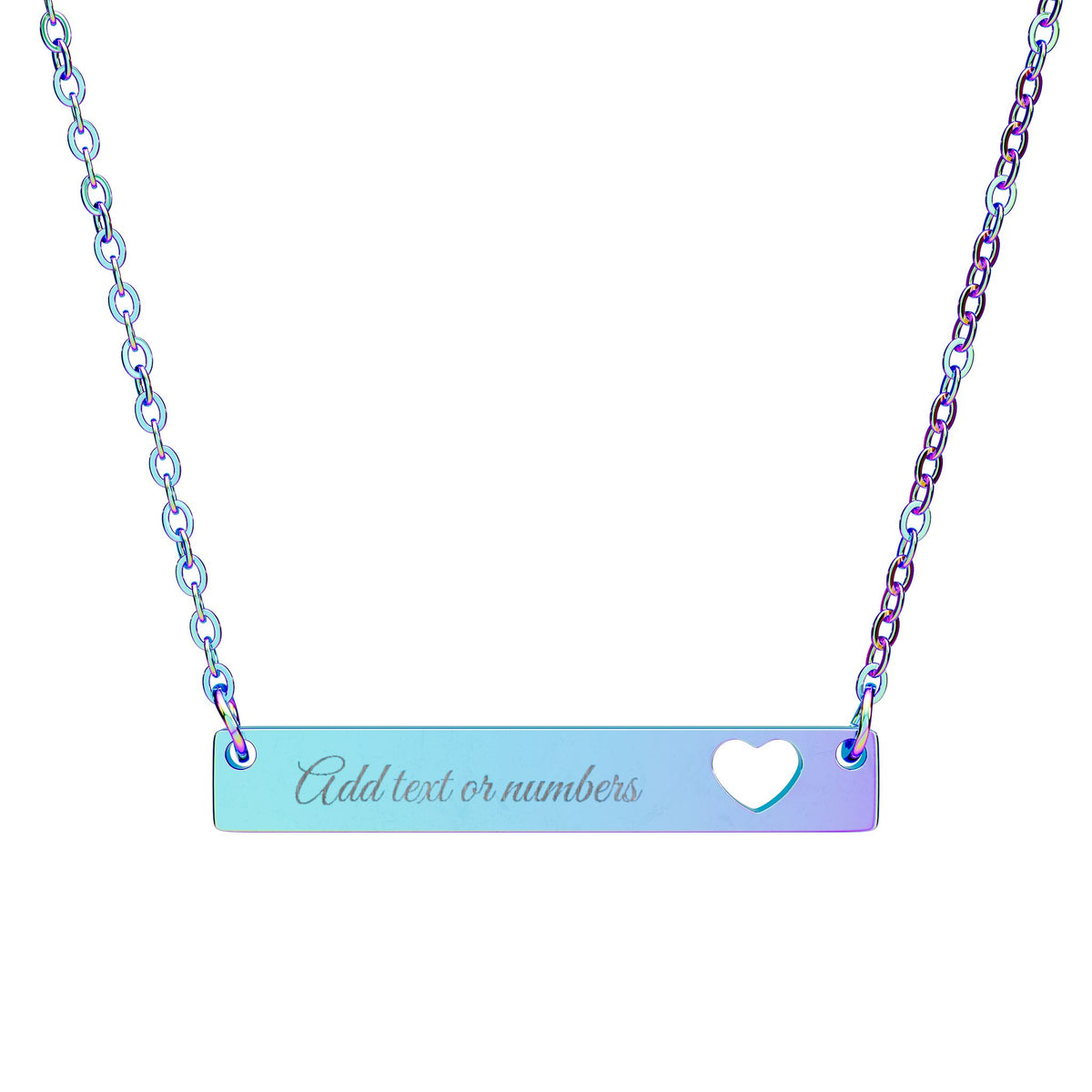Personalised Cutout Heart Bar Necklace – Custom Name, Date or Message Engraved Necklace | Minimalist Gift for Her
