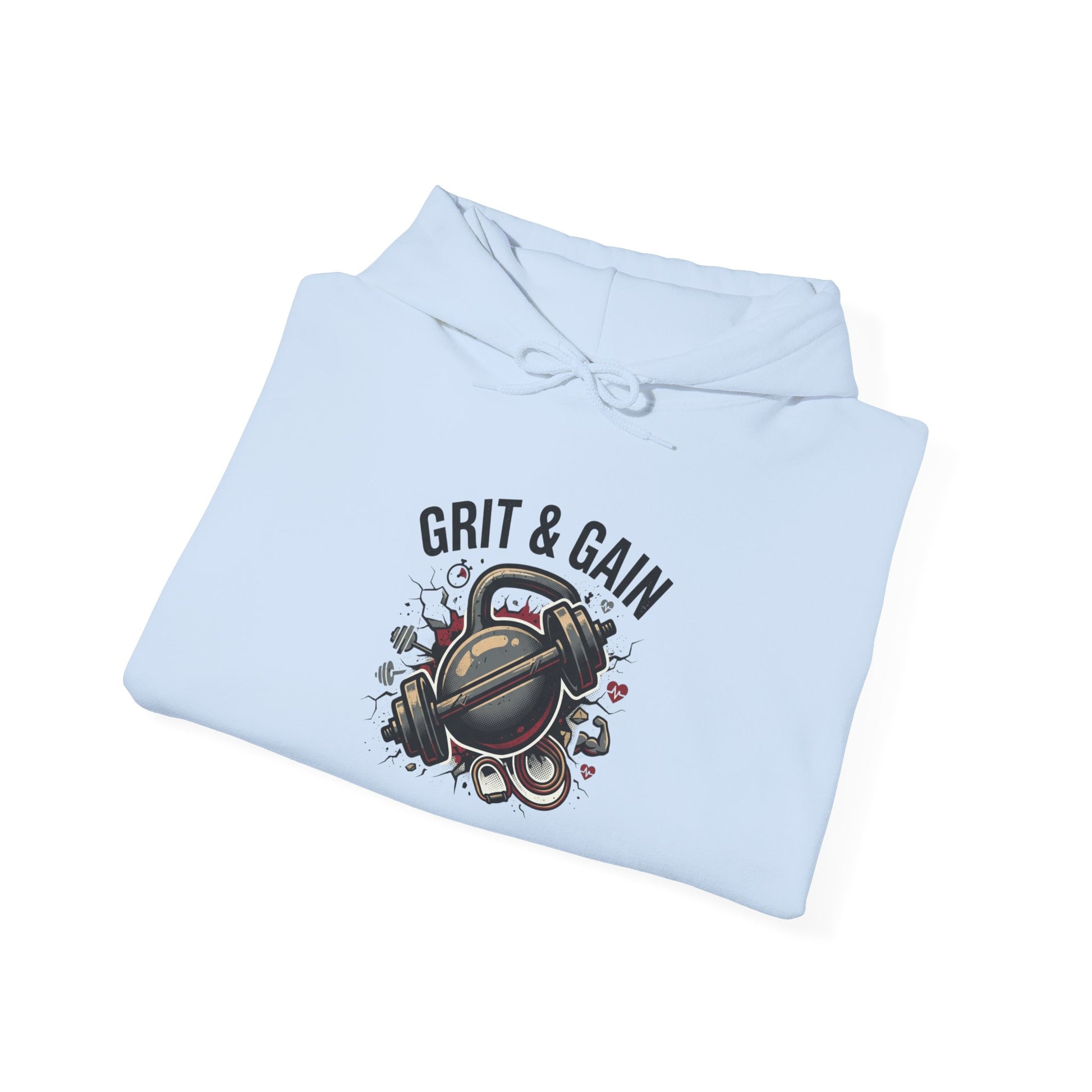 Grit & Gain Weightlifting Hoodie — Motivational Gym Pullover for Lifters