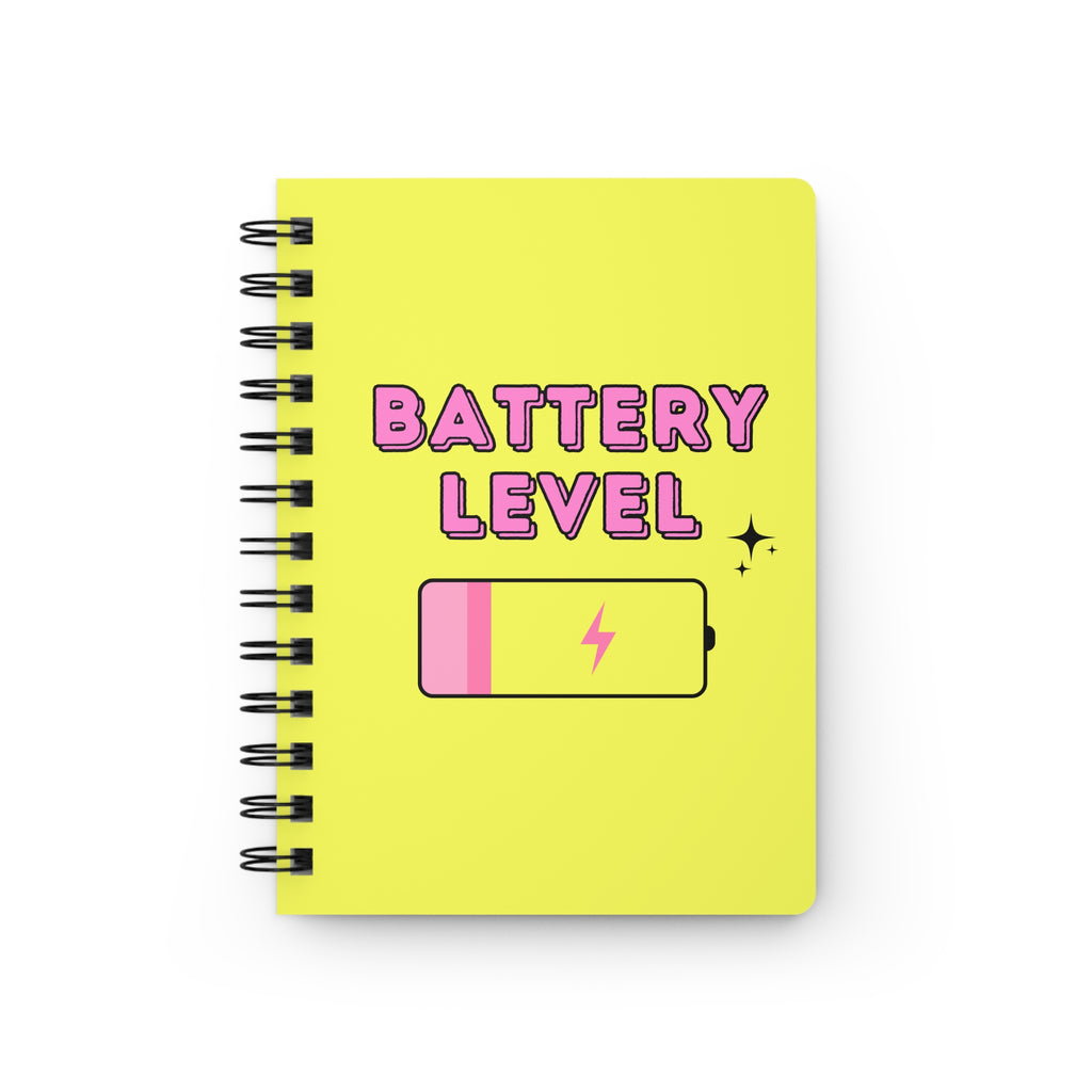 Battery Level Spiral Notebook — Cute Relatable Aesthetic Journal