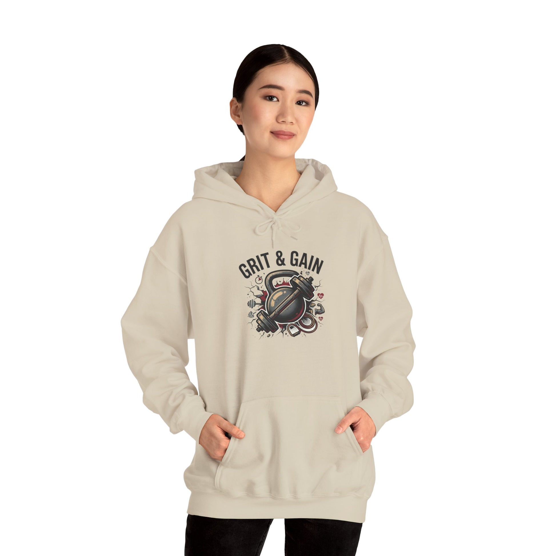 Grit & Gain Weightlifting Hoodie — Motivational Gym Pullover for Lifters