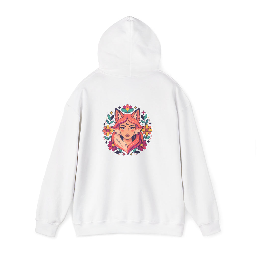 Wild Heart Free Spirit Floral Goddess Fox Hoodie - Front and Back Design
