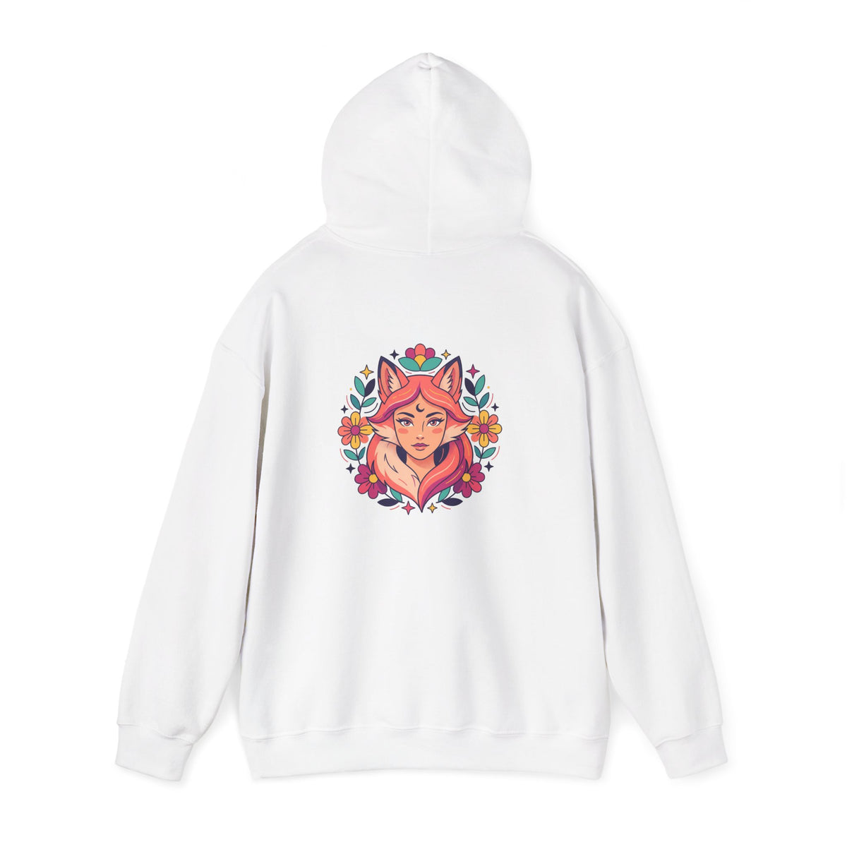 Wild Heart Free Spirit Floral Goddess Fox Hoodie - Front and Back Design