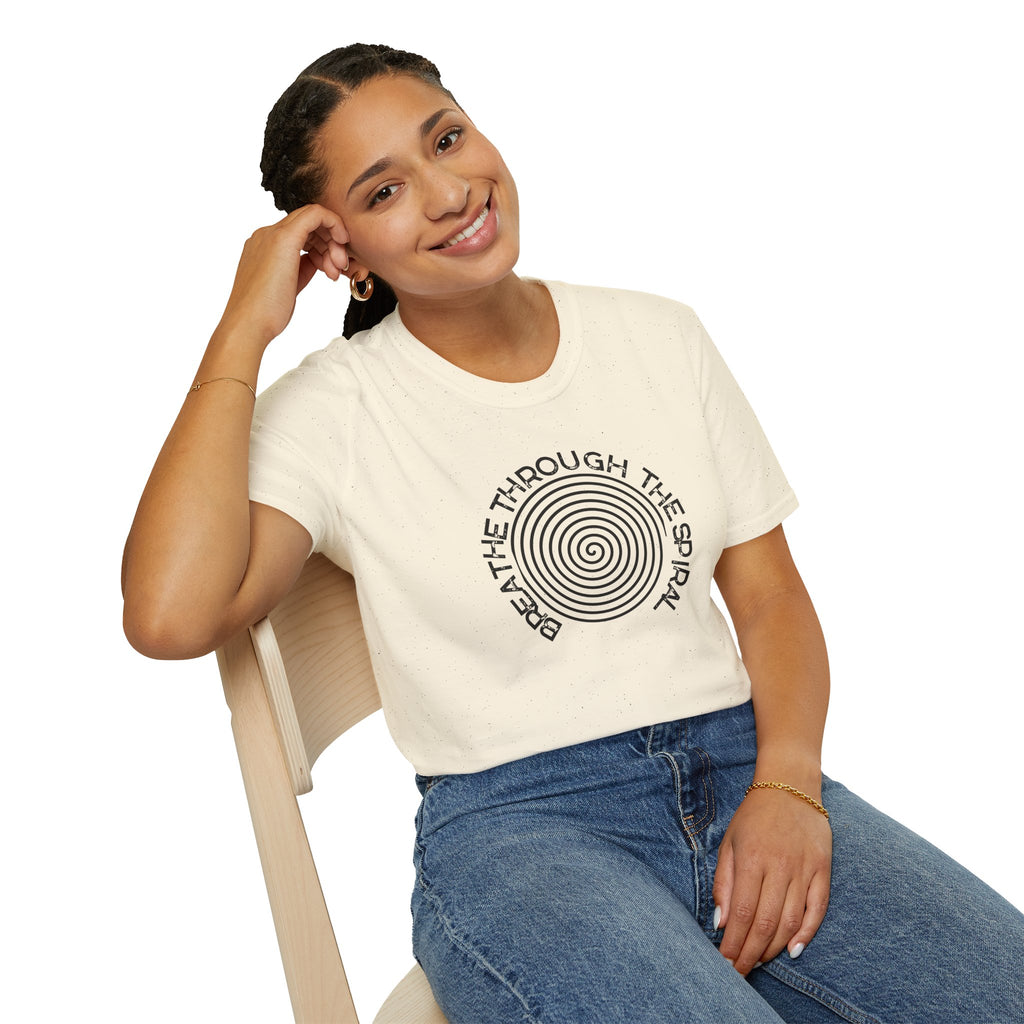 Mental Health Breathe Through the Spiral T-Shirt — Mindful Spiral Graphic Tee for Meditation & Relaxation