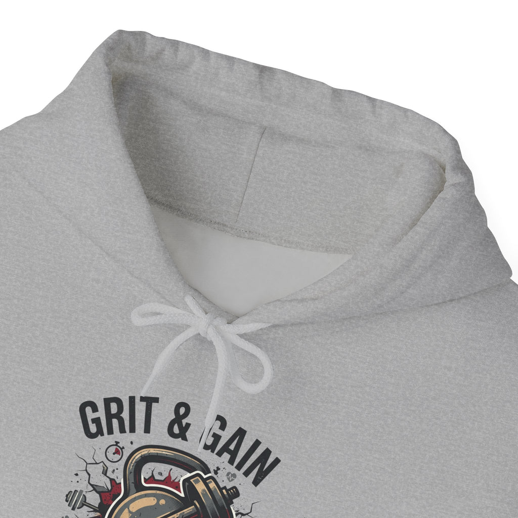 Grit & Gain Weightlifting Hoodie — Motivational Gym Pullover for Lifters