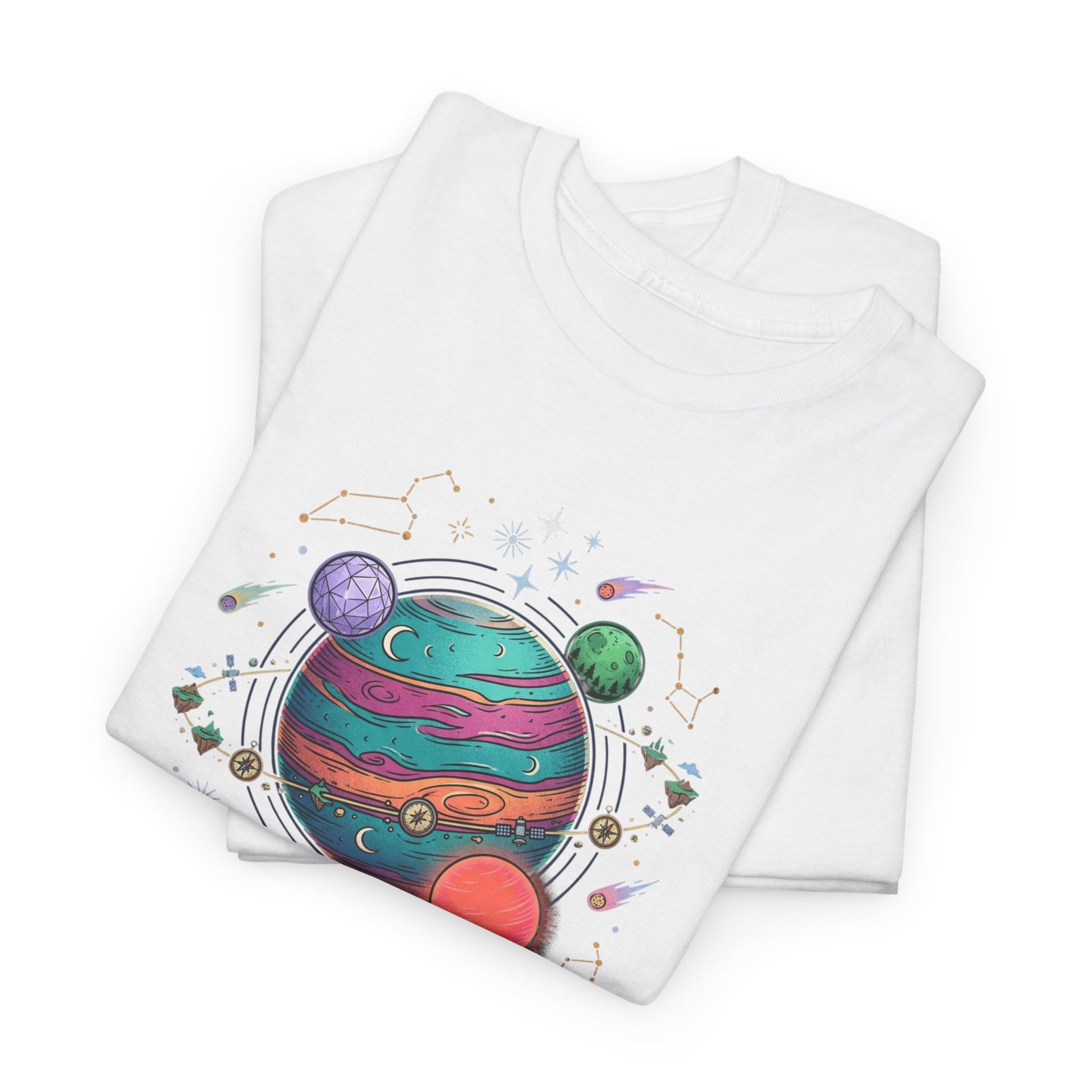 Planetary Watercolor Tee — Colorful Space Graphic T-Shirt