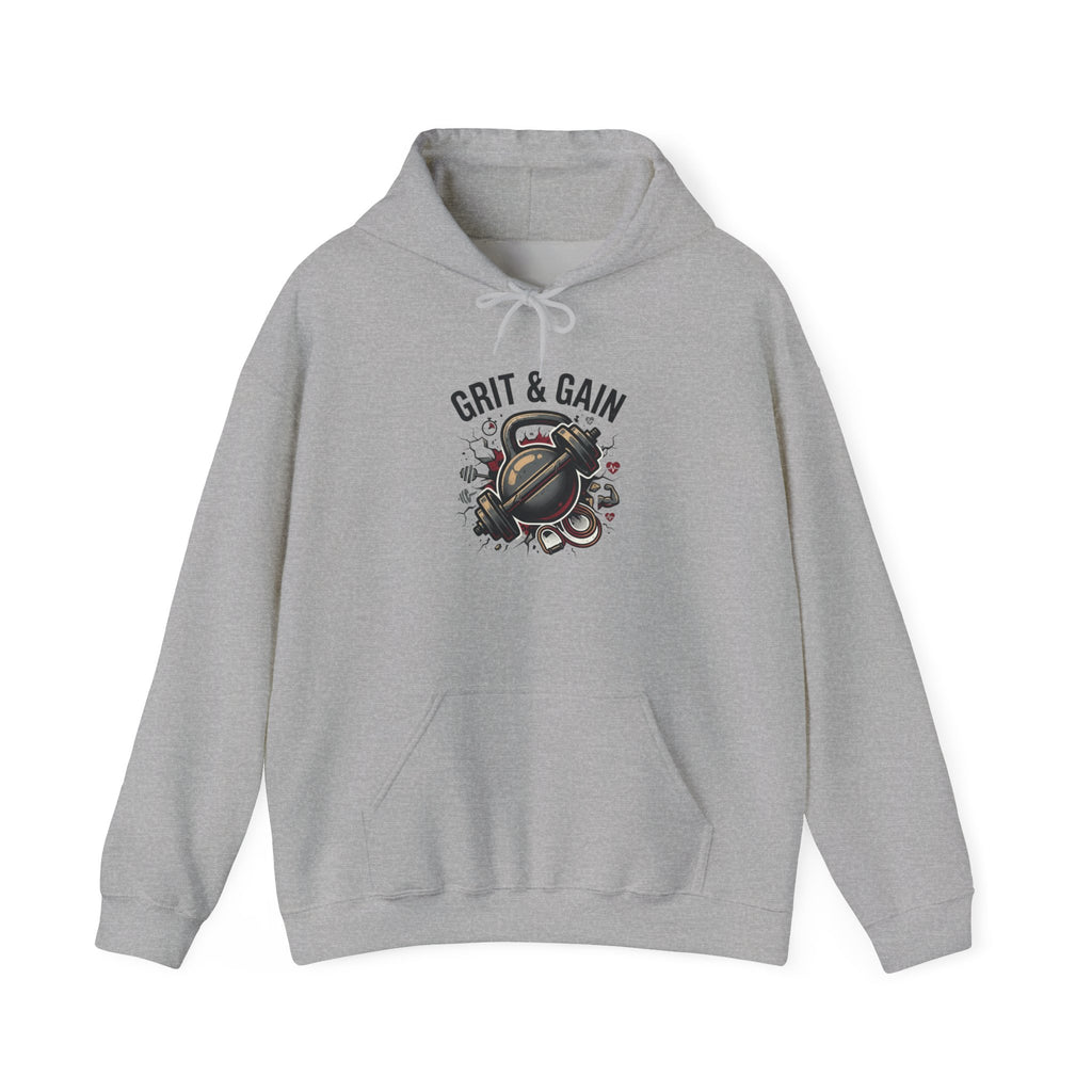 Grit & Gain Weightlifting Hoodie — Motivational Gym Pullover for Lifters