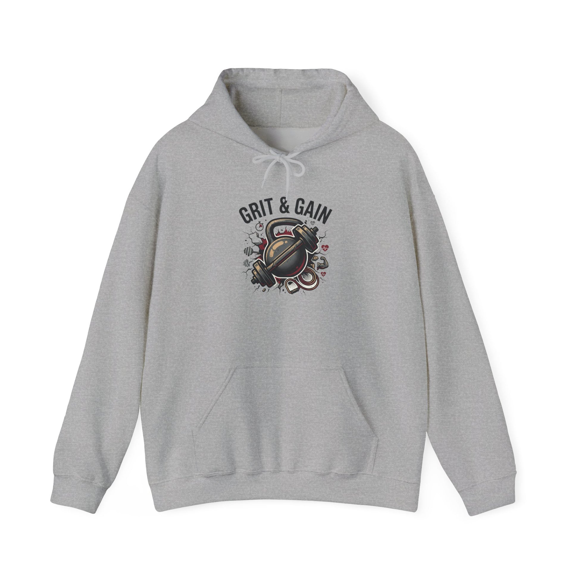 Grit & Gain Weightlifting Hoodie — Motivational Gym Pullover for Lifters
