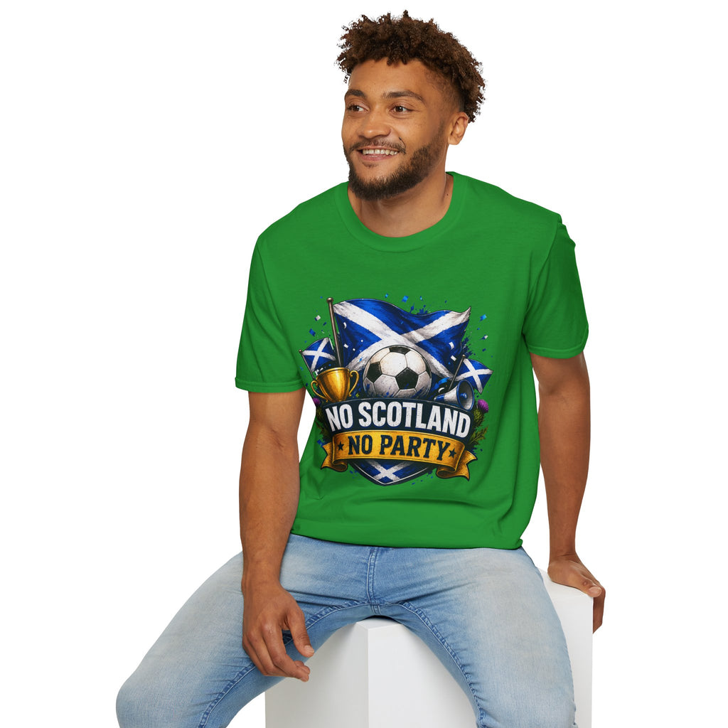 Football World Cup T‑Shirt — 'No Scotland No Party' Soccer Scotland Flag Tee