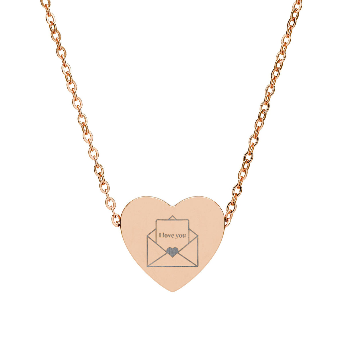 Engraved Heart Necklace Envelope Necklace — Love Letter Pendant - Meaningful Gift For Her