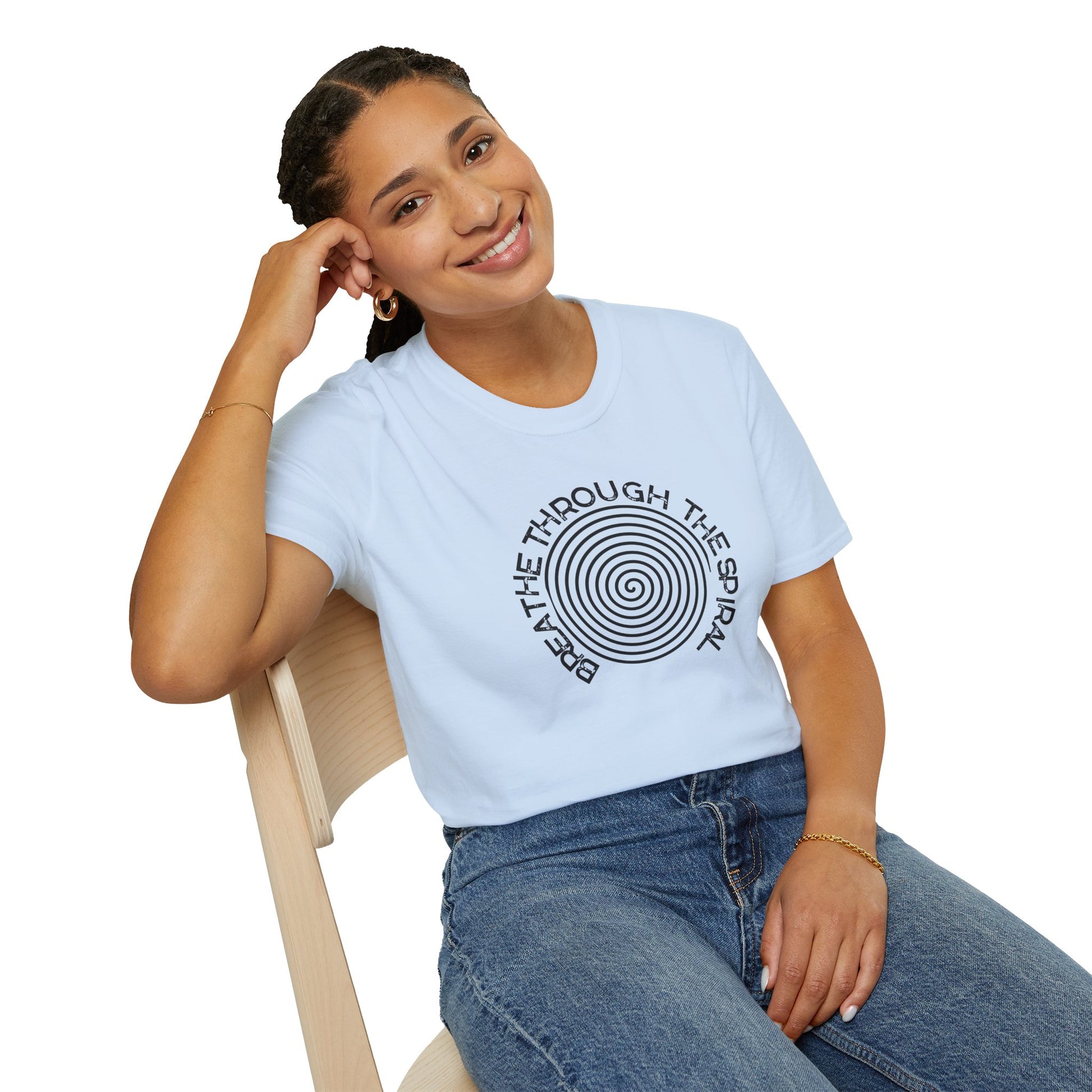 Mental Health Breathe Through the Spiral T-Shirt — Mindful Spiral Graphic Tee for Meditation & Relaxation