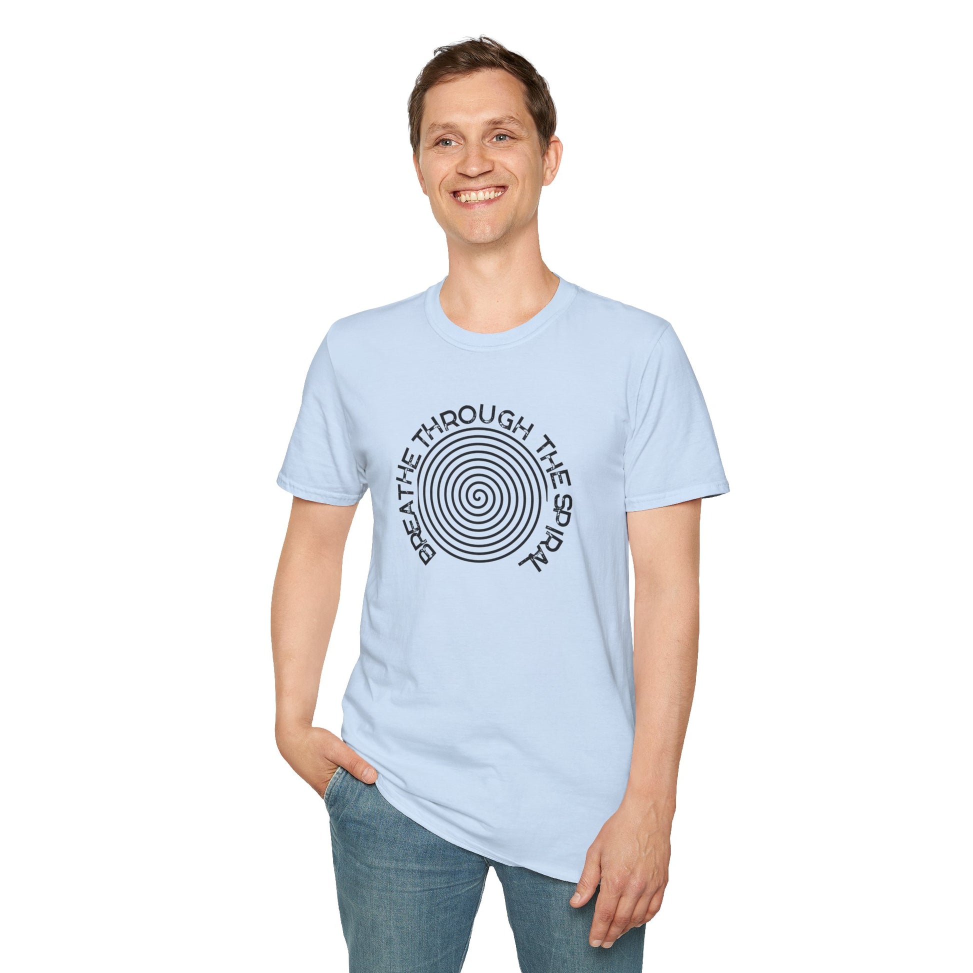 Mental Health Breathe Through the Spiral T-Shirt — Mindful Spiral Graphic Tee for Meditation & Relaxation