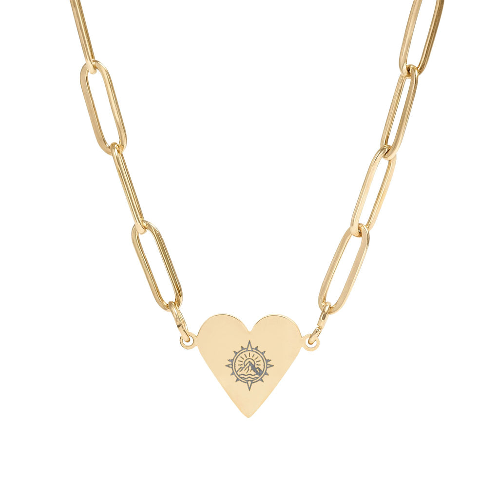 Wander Without Fear Paperclip Heart Necklace – Wanderlust Gift, Travel Lover Necklace, Ocean Inspired Jewellery, Adventure Heart Pendant, Gold, Rose Gold & Silver