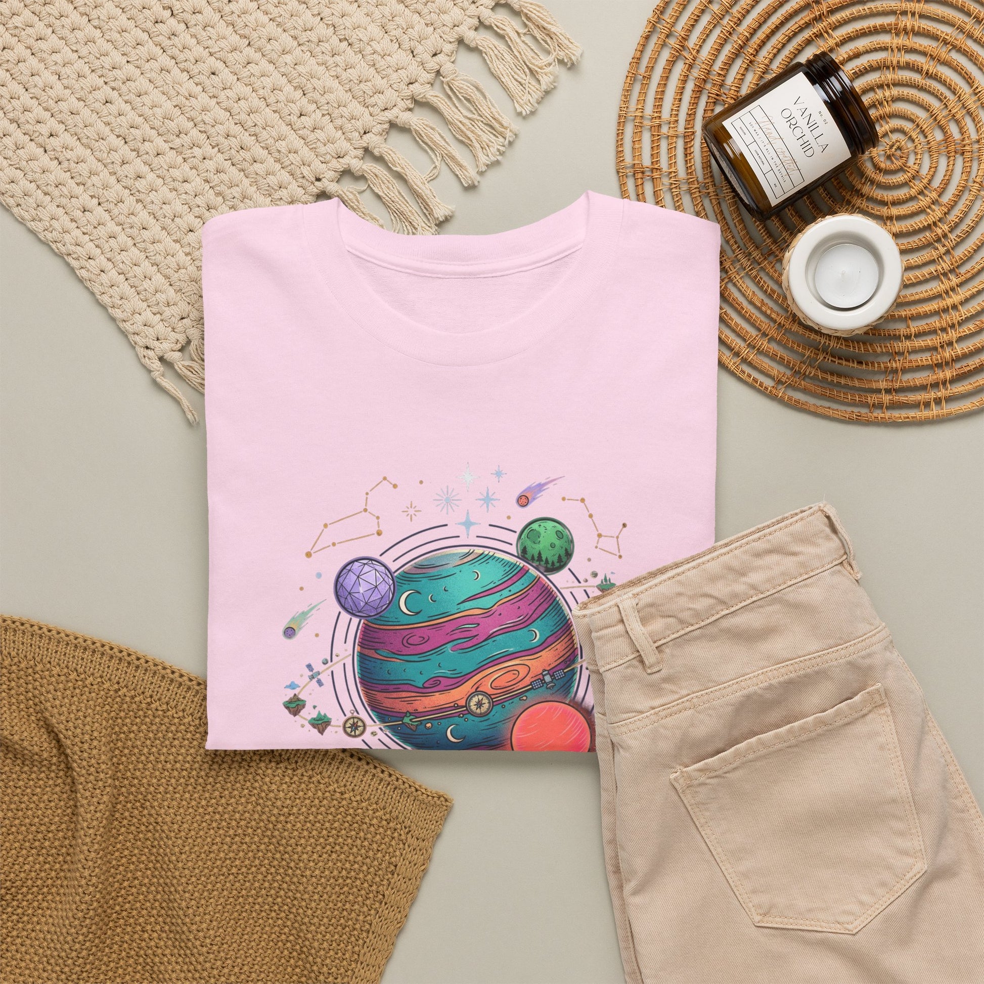 Planetary Watercolor Tee — Colorful Space Graphic T-Shirt