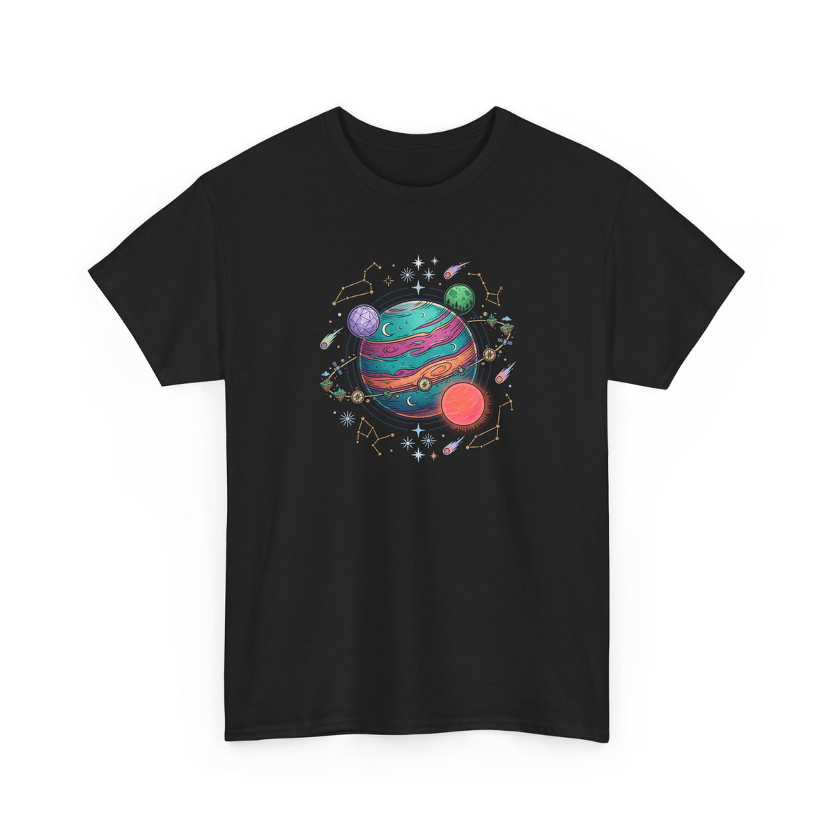 Planetary Watercolor Tee — Colorful Space Graphic T-Shirt