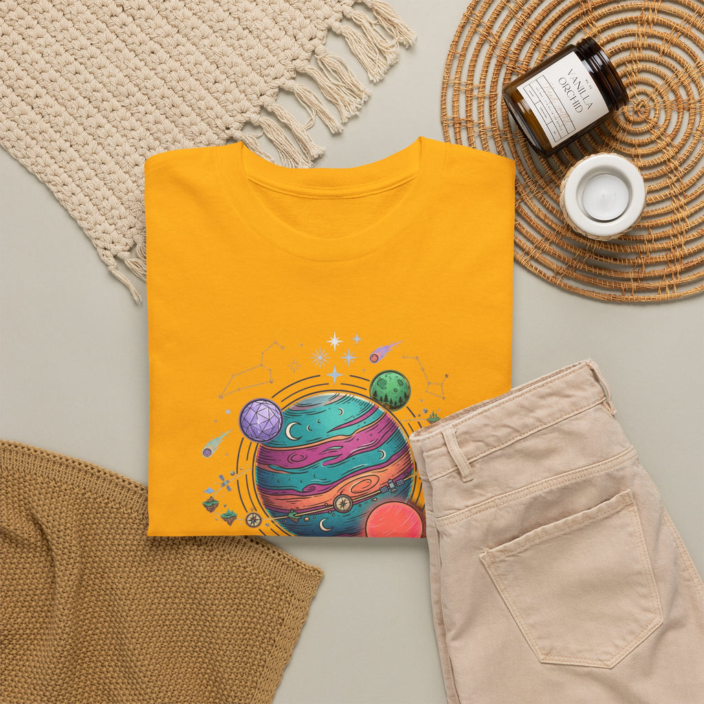 Planetary Watercolor Tee — Colorful Space Graphic T-Shirt