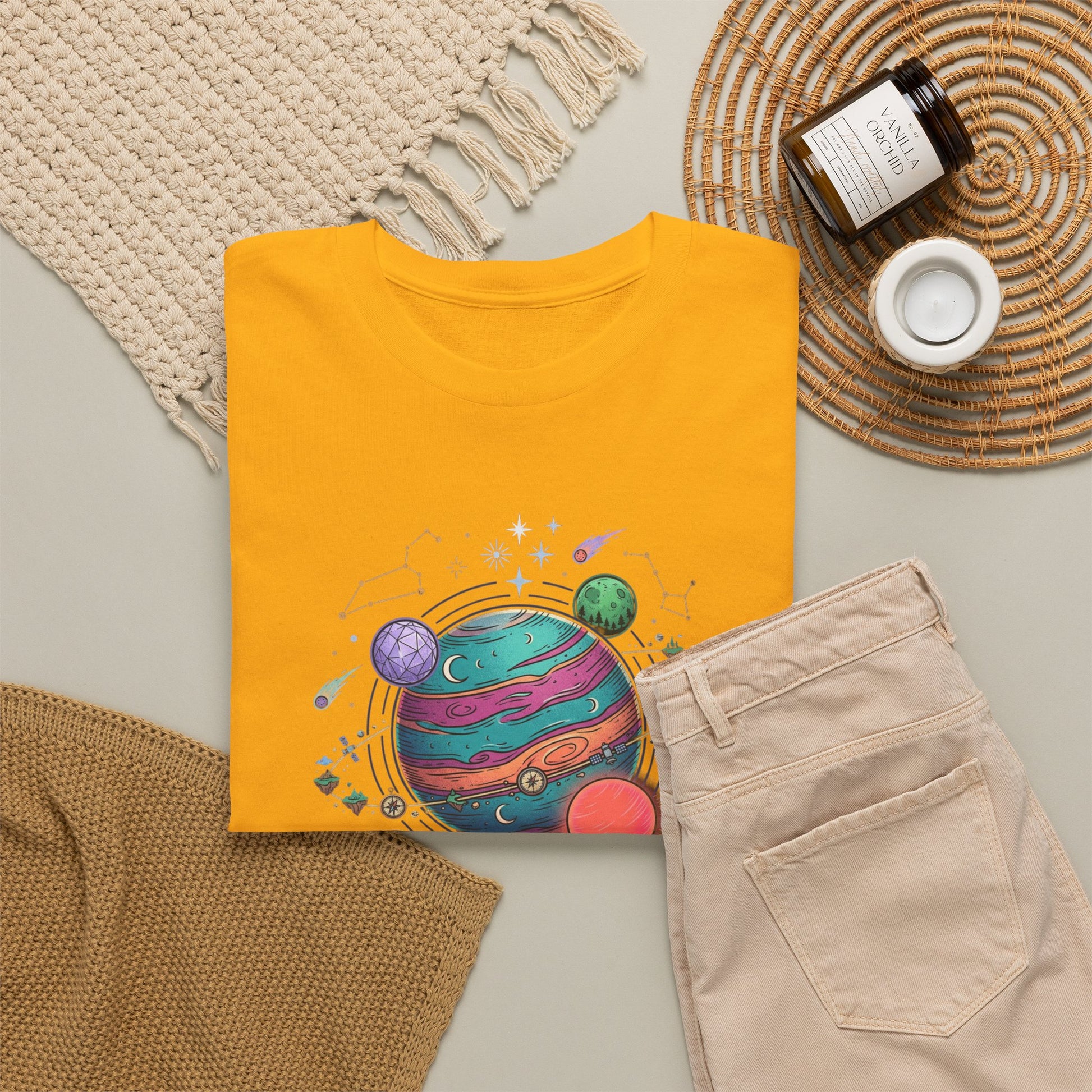 Planetary Watercolor Tee — Colorful Space Graphic T-Shirt