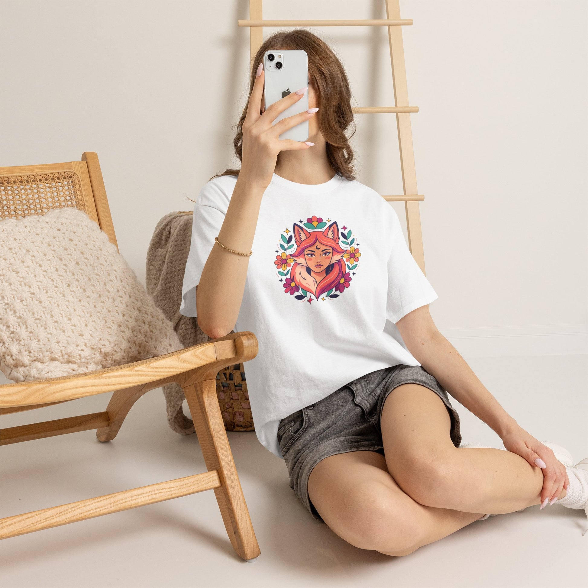Fox Spirit Tee — Floral Fox Face Graphic Shirt