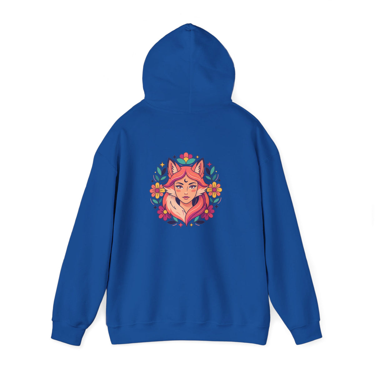 Wild Heart Free Spirit Floral Goddess Fox Hoodie - Front and Back Design