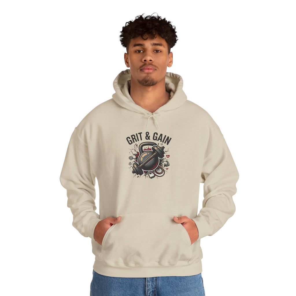 Grit & Gain Weightlifting Hoodie — Motivational Gym Pullover for Lifters
