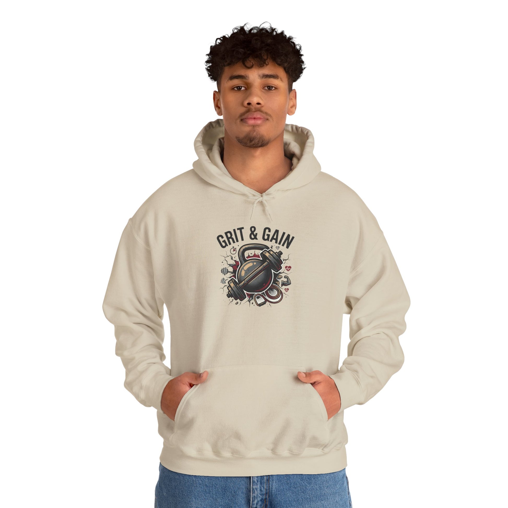 Grit & Gain Weightlifting Hoodie — Motivational Gym Pullover for Lifters