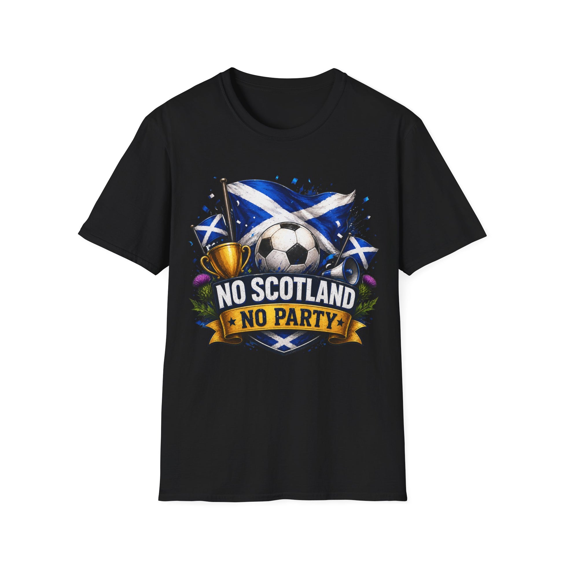 Football World Cup T‑Shirt — 'No Scotland No Party' Soccer Scotland Flag Tee