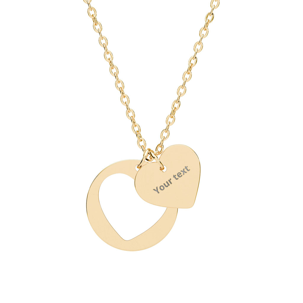 Personalised Heart Necklace | Custom Engraved Name Pendant | Gold, Silver &amp; Rose Gold Gift for Her