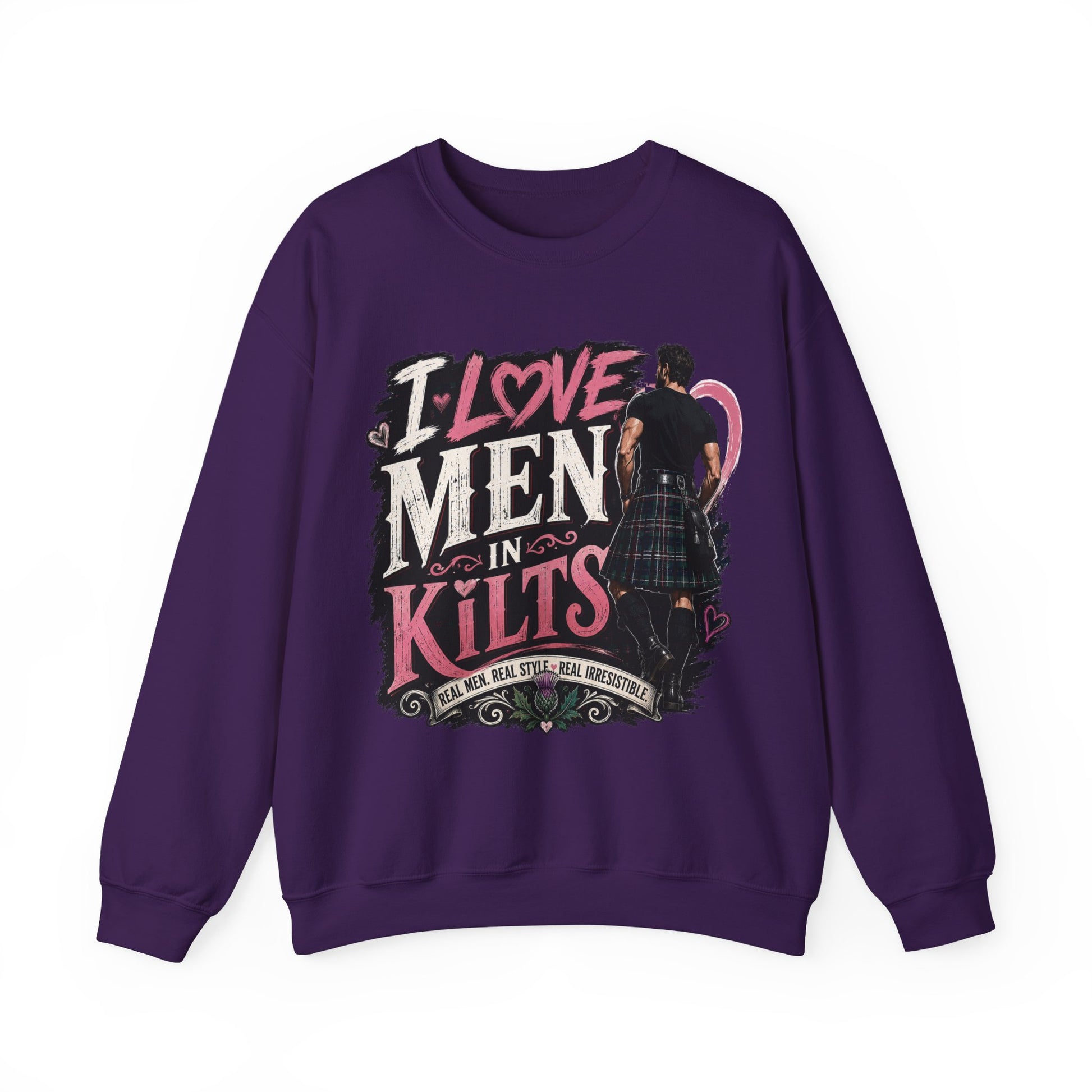 Crewneck Sweatshirt - "I Love Men in Kilts" Scottish Highland Kilt Lover Sweater