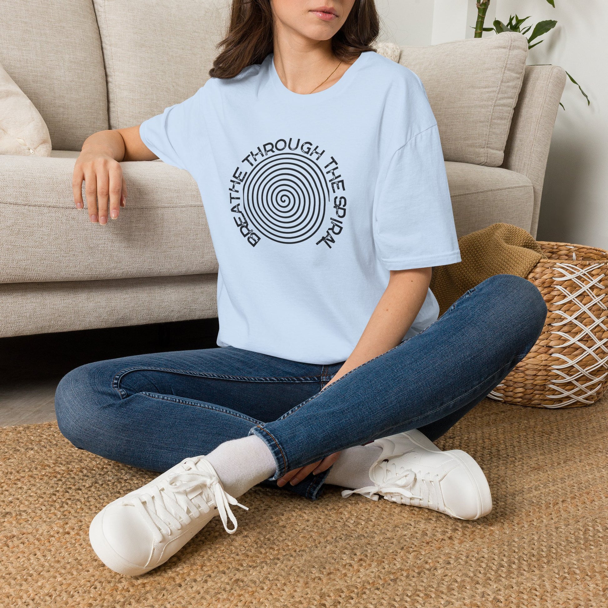 Mental Health Breathe Through the Spiral T-Shirt — Mindful Spiral Graphic Tee for Meditation & Relaxation
