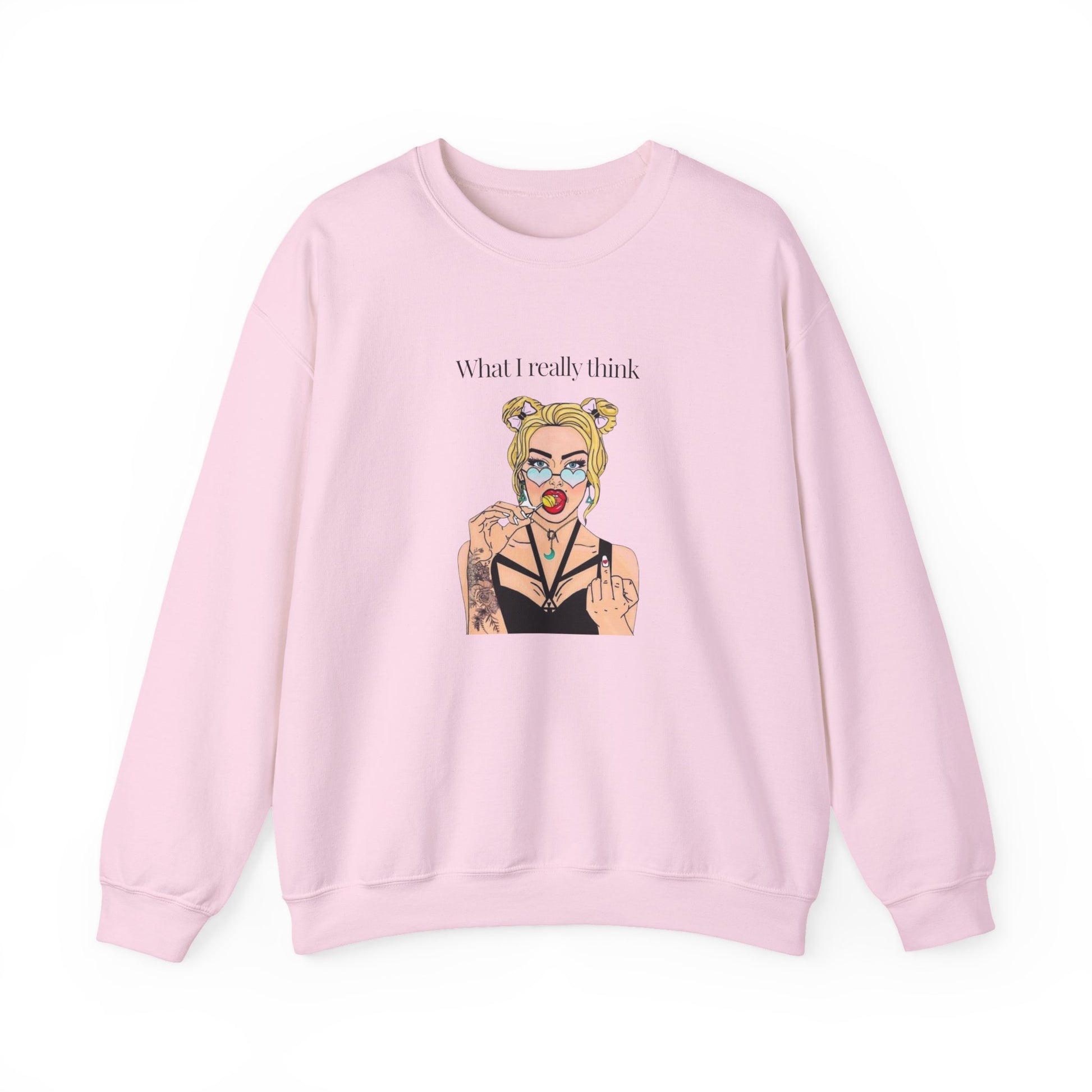 Sweatshirt — "What I Really Think" Edgy Tattooed Pop Art Crewneck