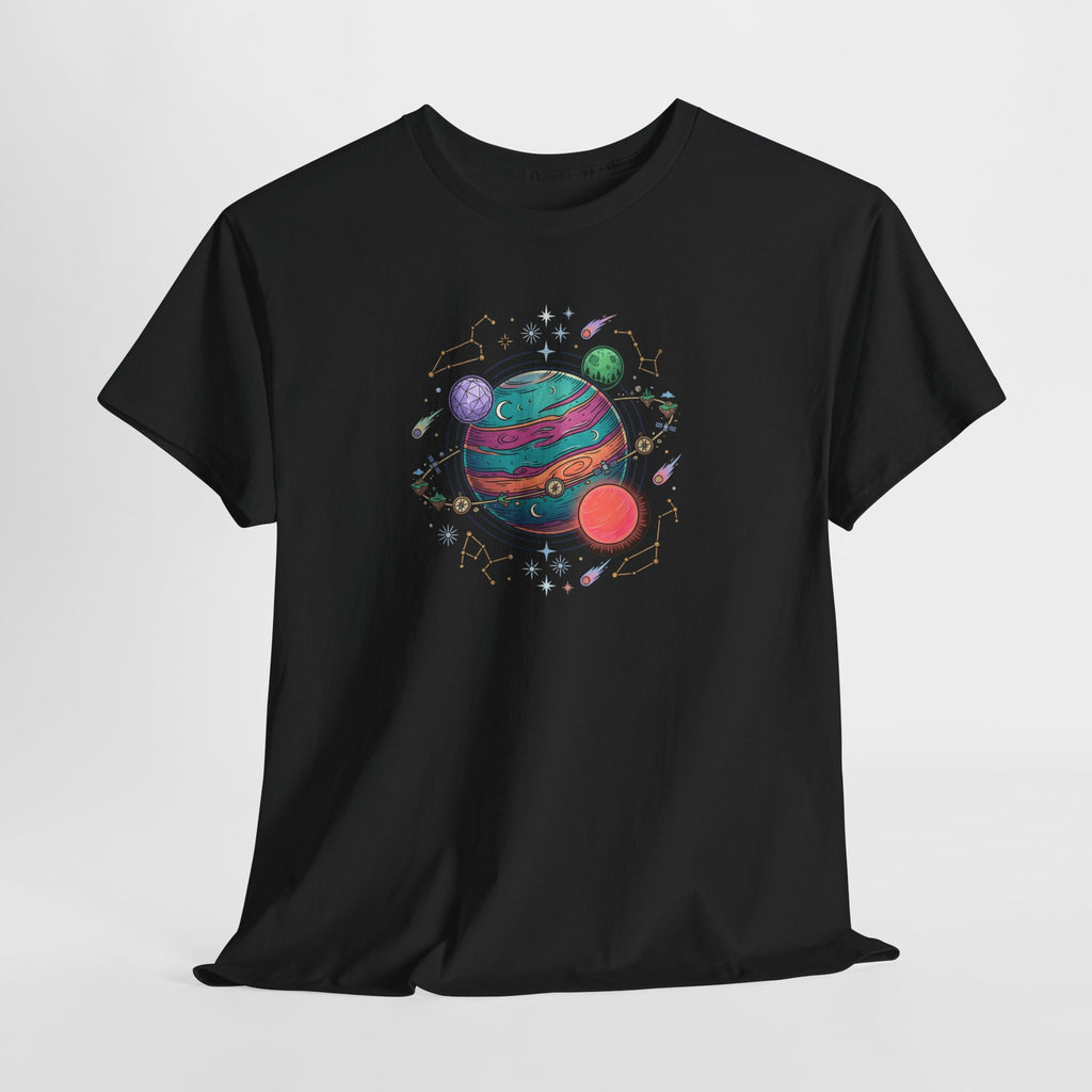 Planetary Watercolor Tee — Colorful Space Graphic T-Shirt
