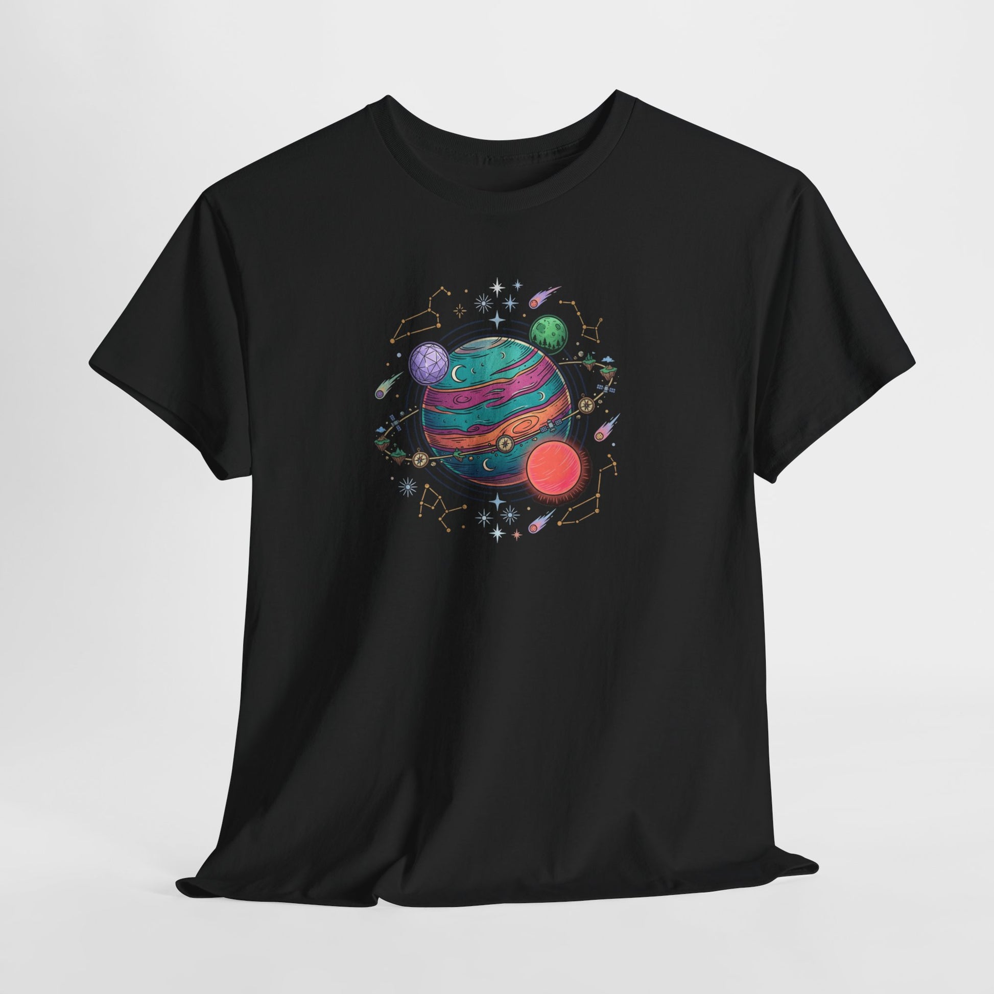 Planetary Watercolor Tee — Colorful Space Graphic T-Shirt