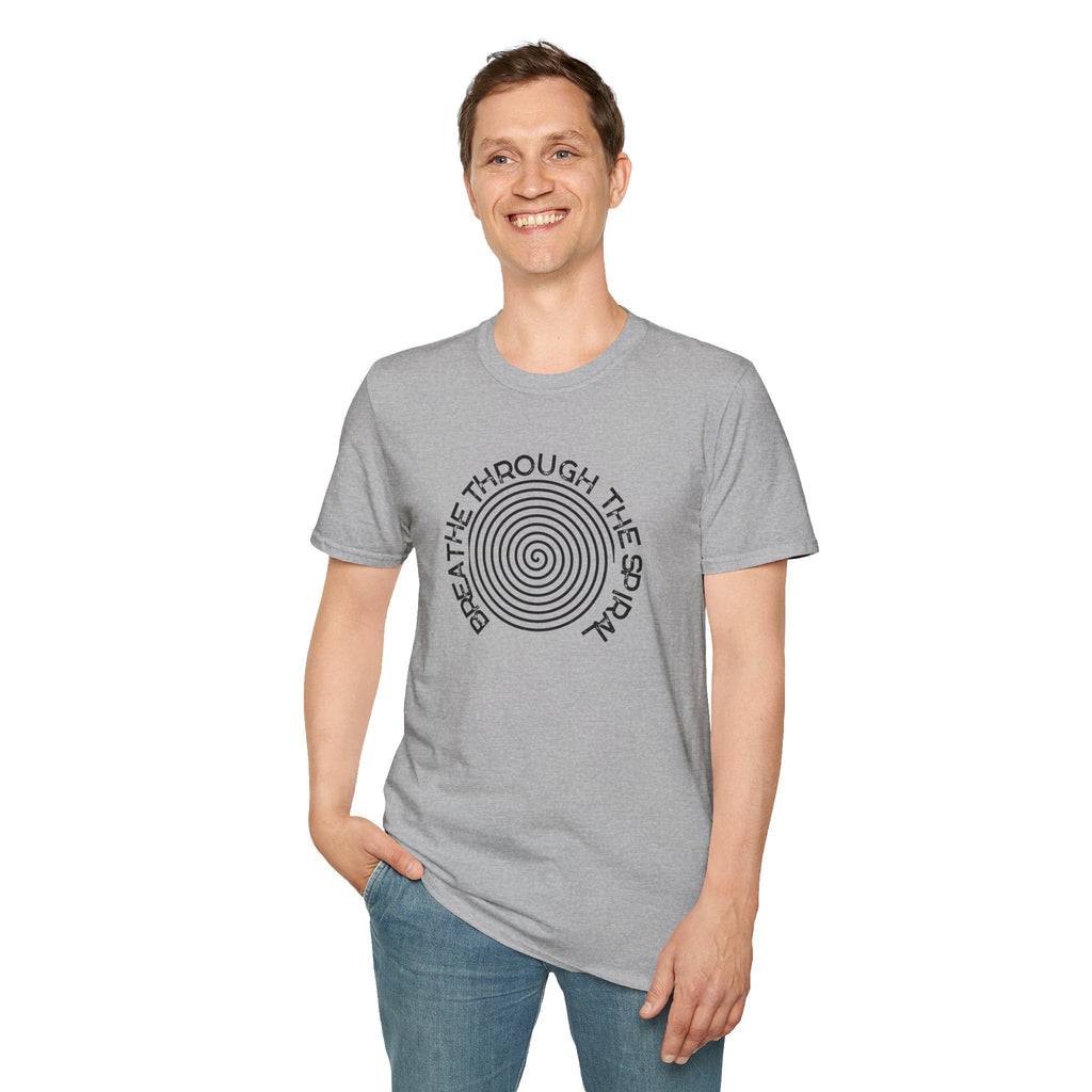 Mental Health Breathe Through the Spiral T-Shirt — Mindful Spiral Graphic Tee for Meditation & Relaxation