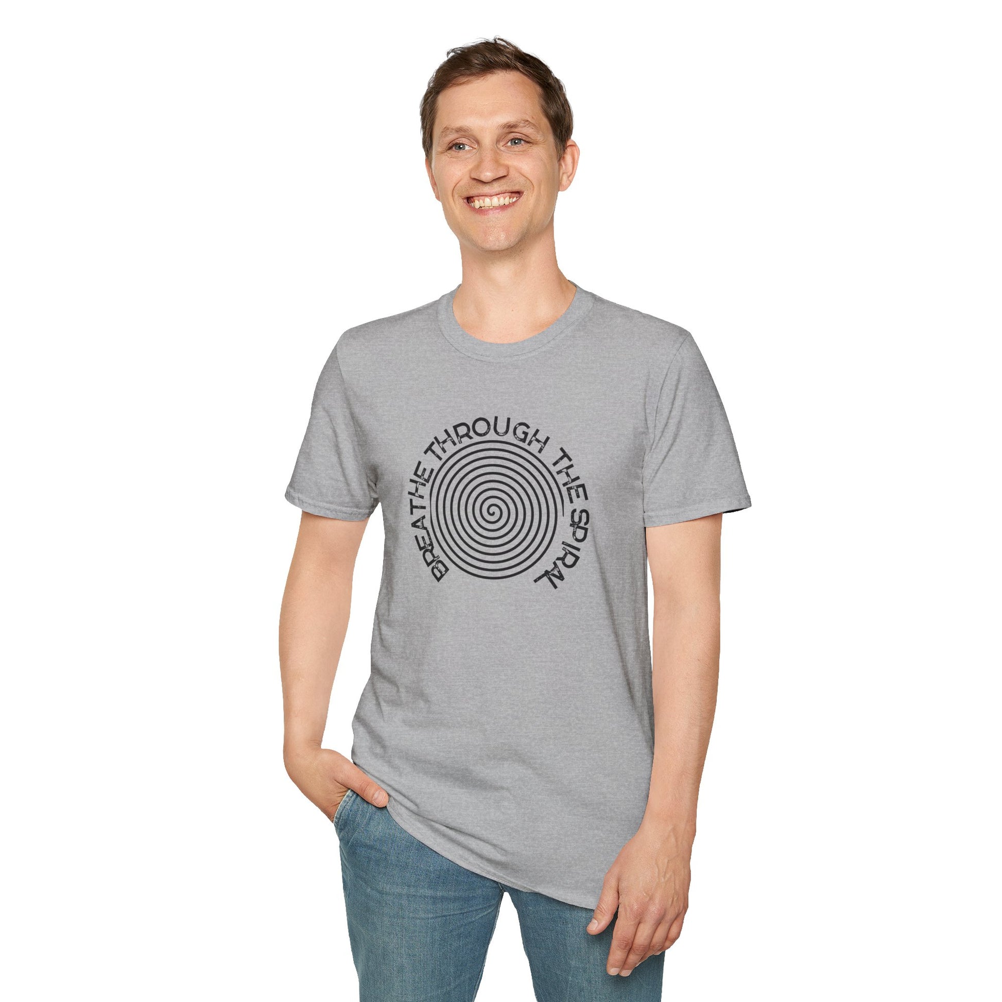 Mental Health Breathe Through the Spiral T-Shirt — Mindful Spiral Graphic Tee for Meditation & Relaxation