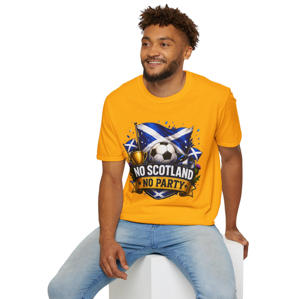 Football World Cup T‑Shirt — 'No Scotland No Party' Soccer Scotland Flag Tee