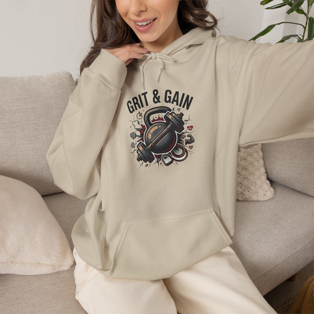 Grit & Gain Weightlifting Hoodie — Motivational Gym Pullover for Lifters